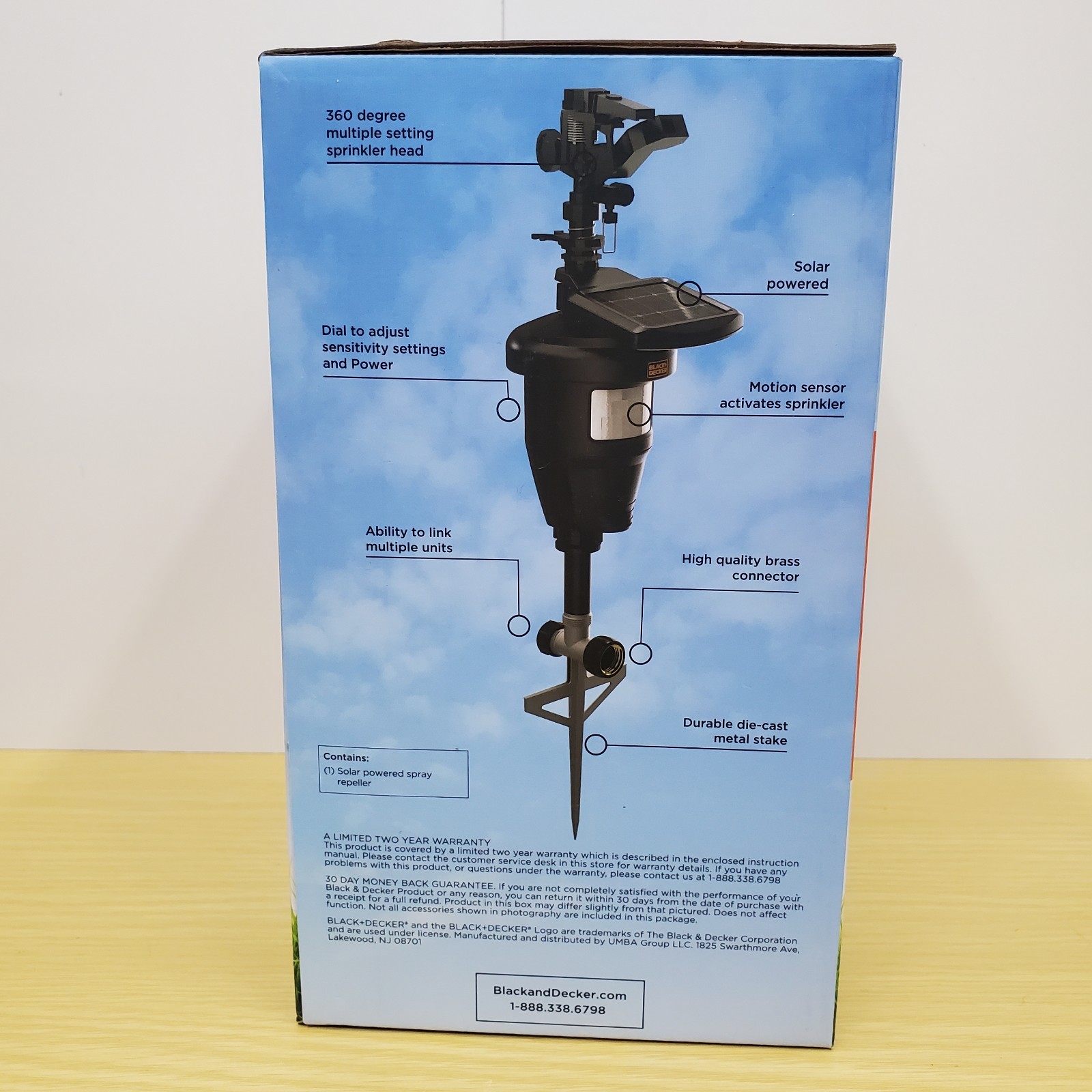 Black + Decker Solar Jet Spray Repeller Motion Activated Water Blaster Animals