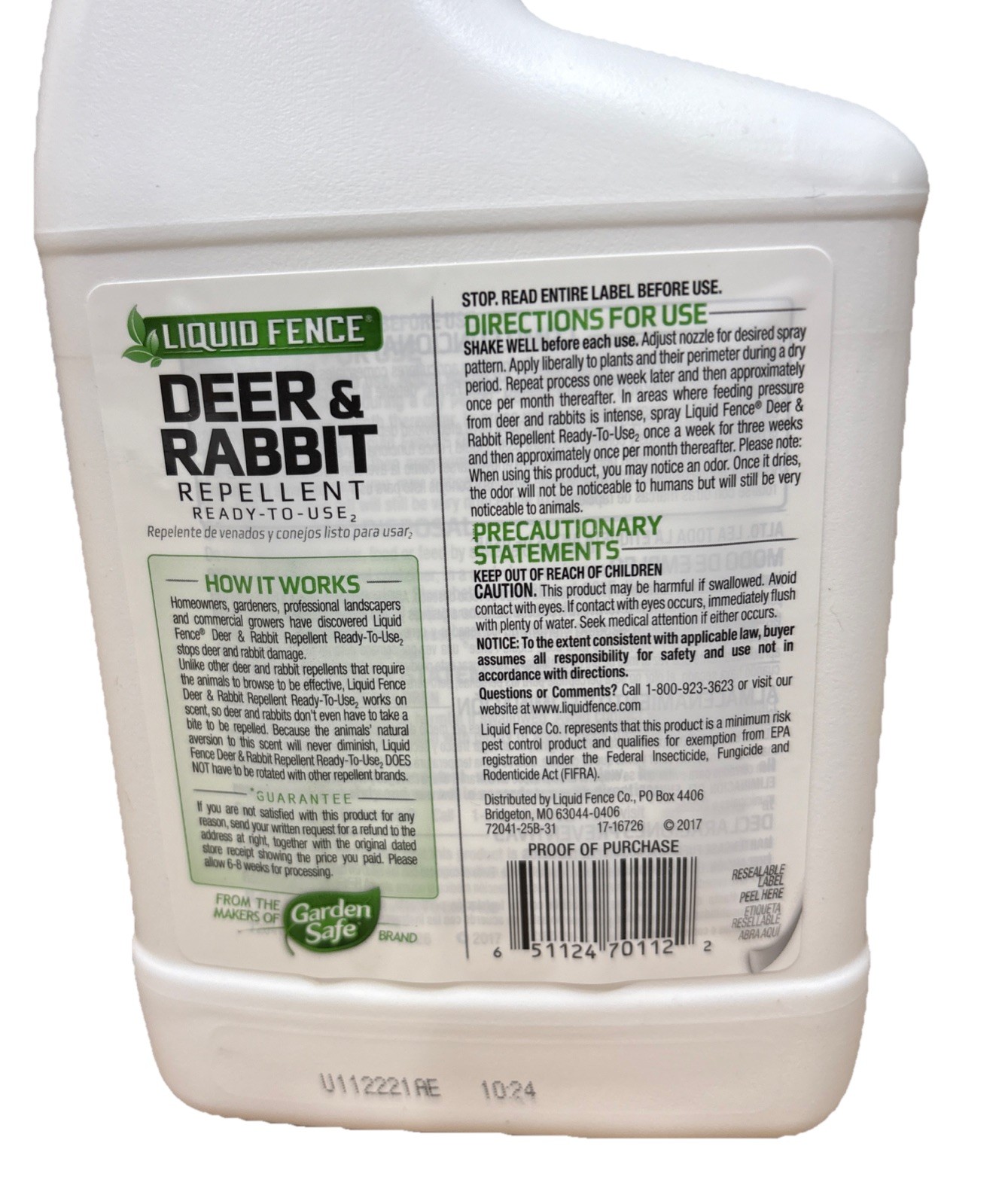 Liquid Fence Deer & Rabbit Repellent Pack Of 2 (32 Oz Per Bottle)