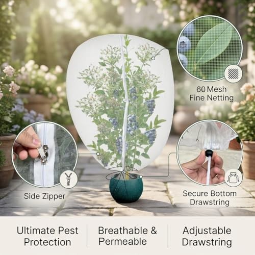1PCS 6 × 7.8 FT Large Fruit Tree Netting Covers with 6 x 7.8 FT/1PCS White