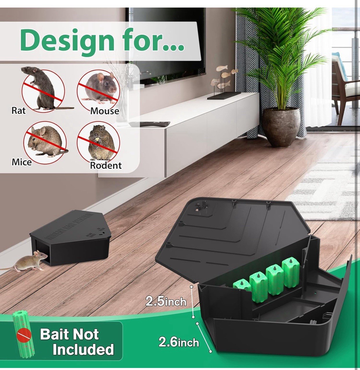 Rat Station Box with Keys, 2 Pack – Safe for Kids/Pets, Reusable, Indoor/Outdoor