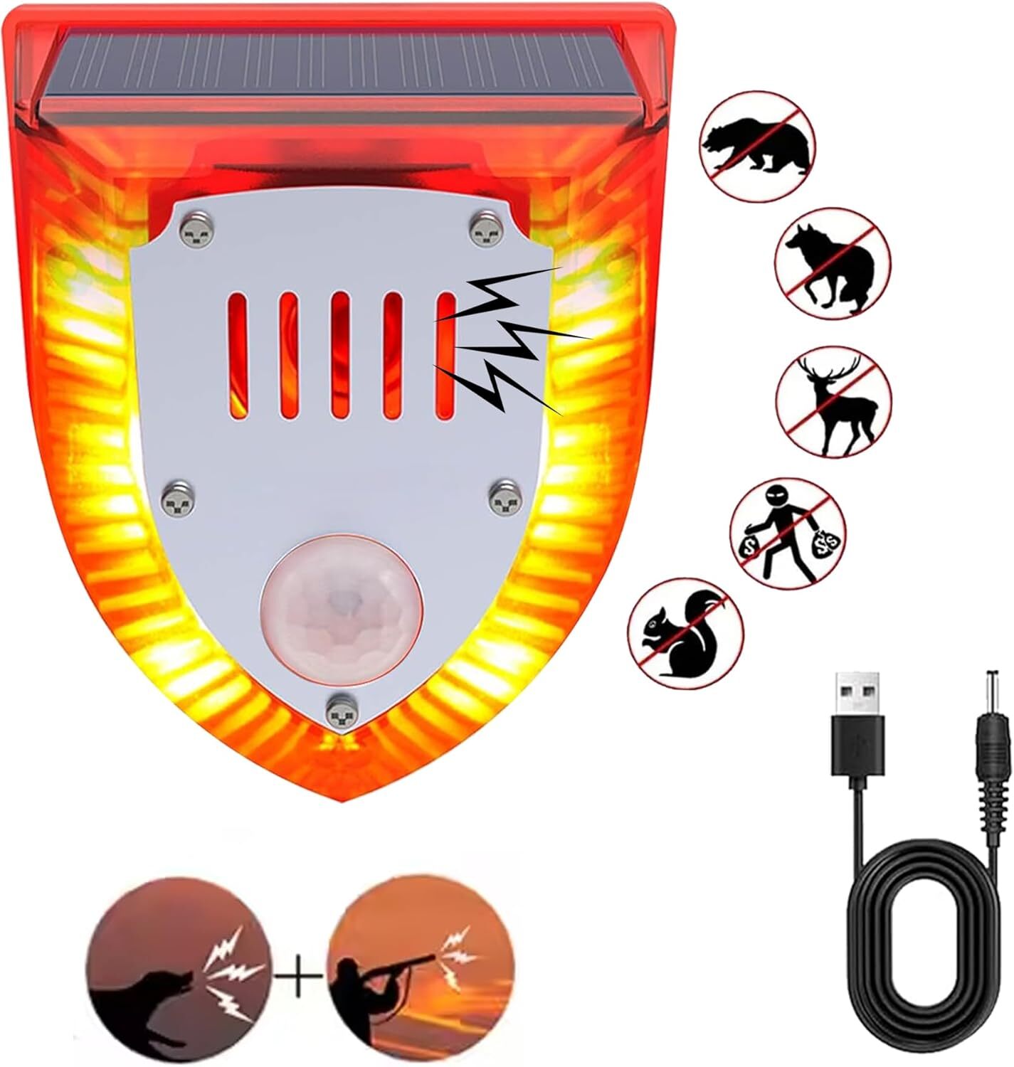 2/4 Pcs Solar Alarm Motion Detector with Sound Outdoor Motion Sensor 129db