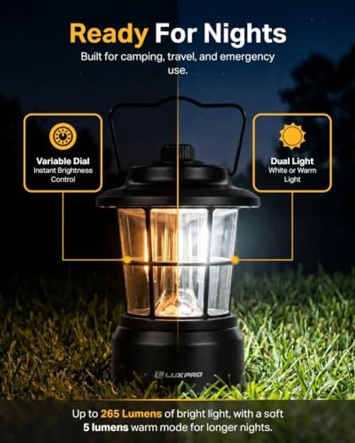 Retro LED Lantern – Battery-Powered Emergency Lantern Pack of 1 Standard Black