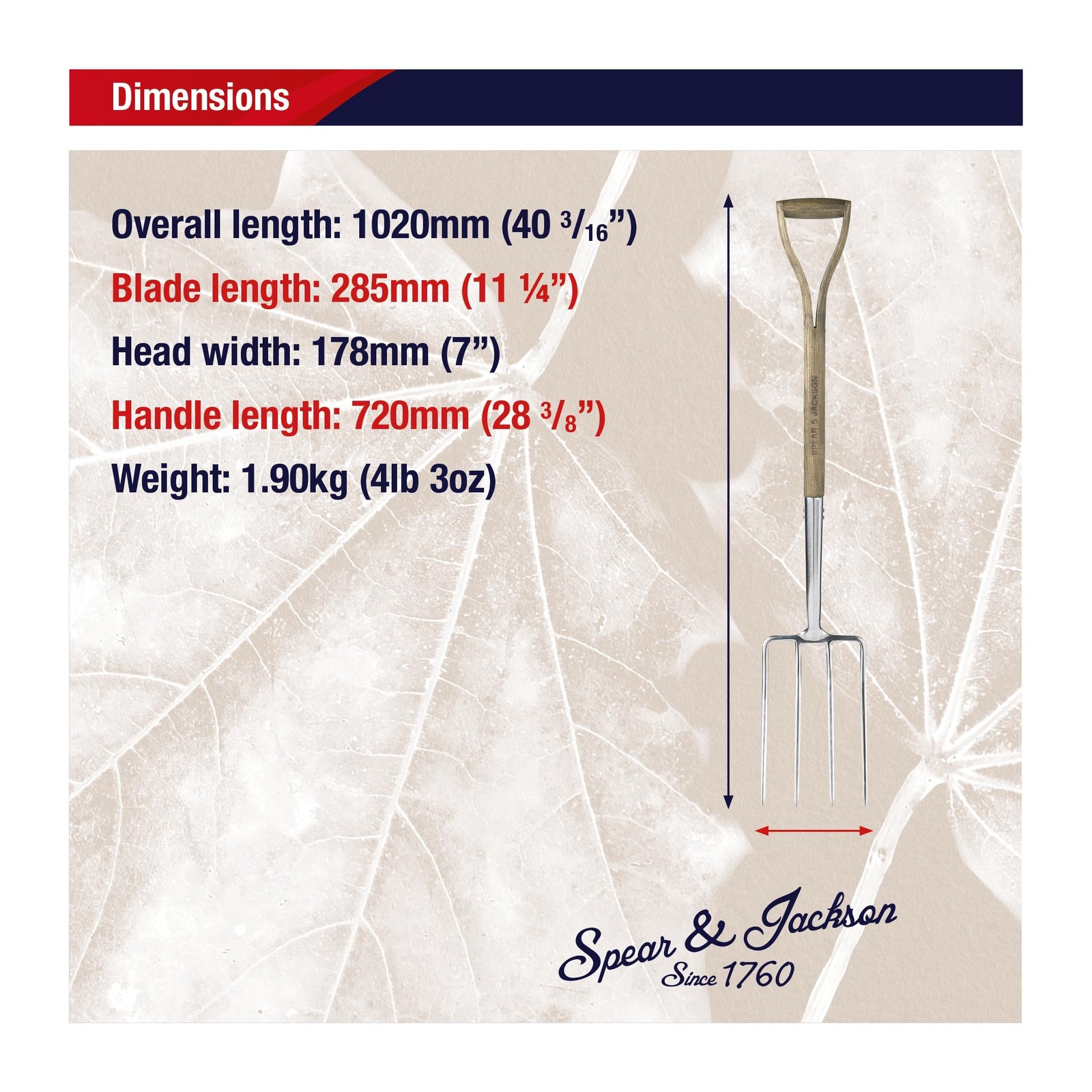 Spear & Jackson Traditional Stainless Steel Digging Fork, Heavy Duty Durable Sta