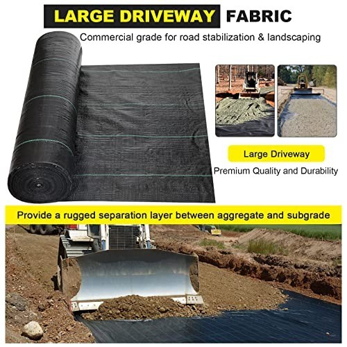 Driveway Fabric 6×300 ft Heavy Duty 3.5oz Weed Barrier for French Drain Erosion