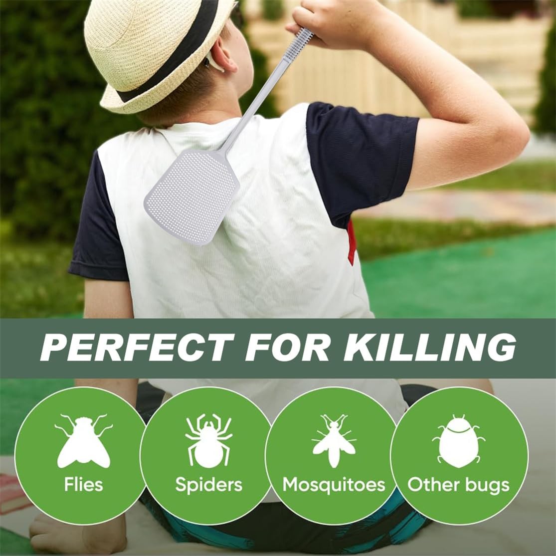 3 Pack Plastic Fly Swatter Long Handle Manual Flyswatter Indoor Outdoor