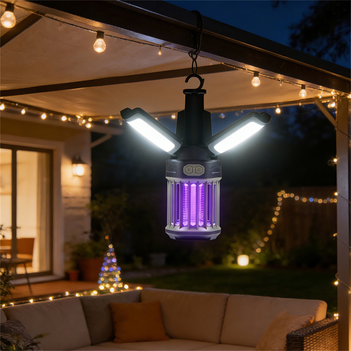 IPX6 Waterproof Mosquito Killer 2-in-1 Rechargeable Bug Zapper Camping Lantern