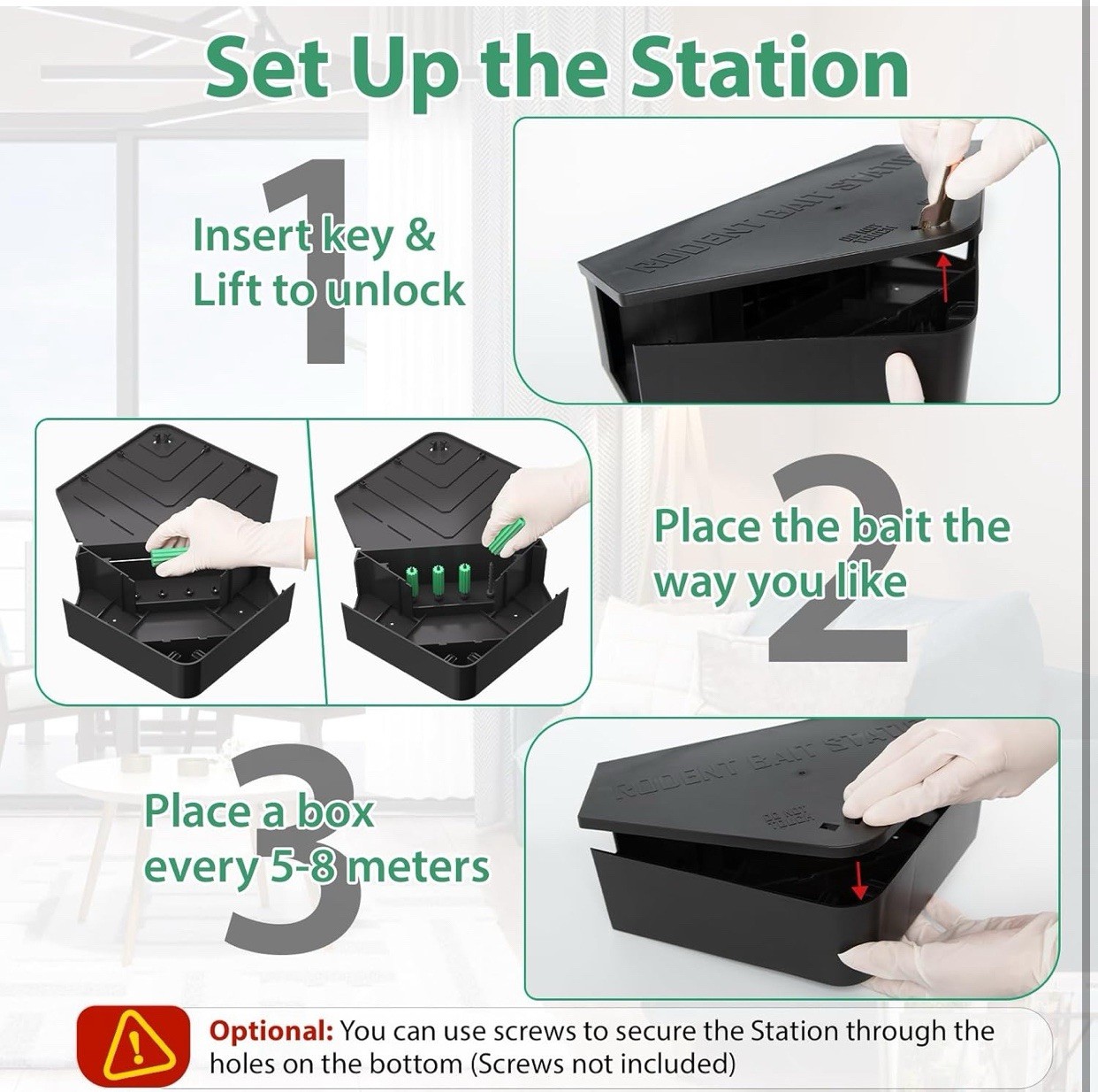 Rat Station Box with Keys, 2 Pack – Safe for Kids/Pets, Reusable, Indoor/Outdoor