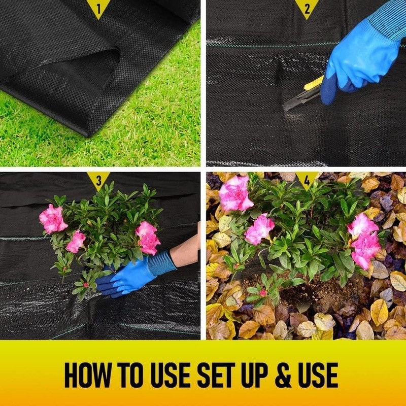 Durable Weed Barrier Fabric Permeable Woven Polypropylene Easy Cut Garden Lawn