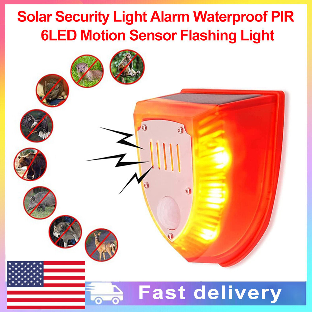 1-4pcs Outdoor Solar Motion Sensor Alarm Lamp Gunshot Sounds & Dog Barking Sound