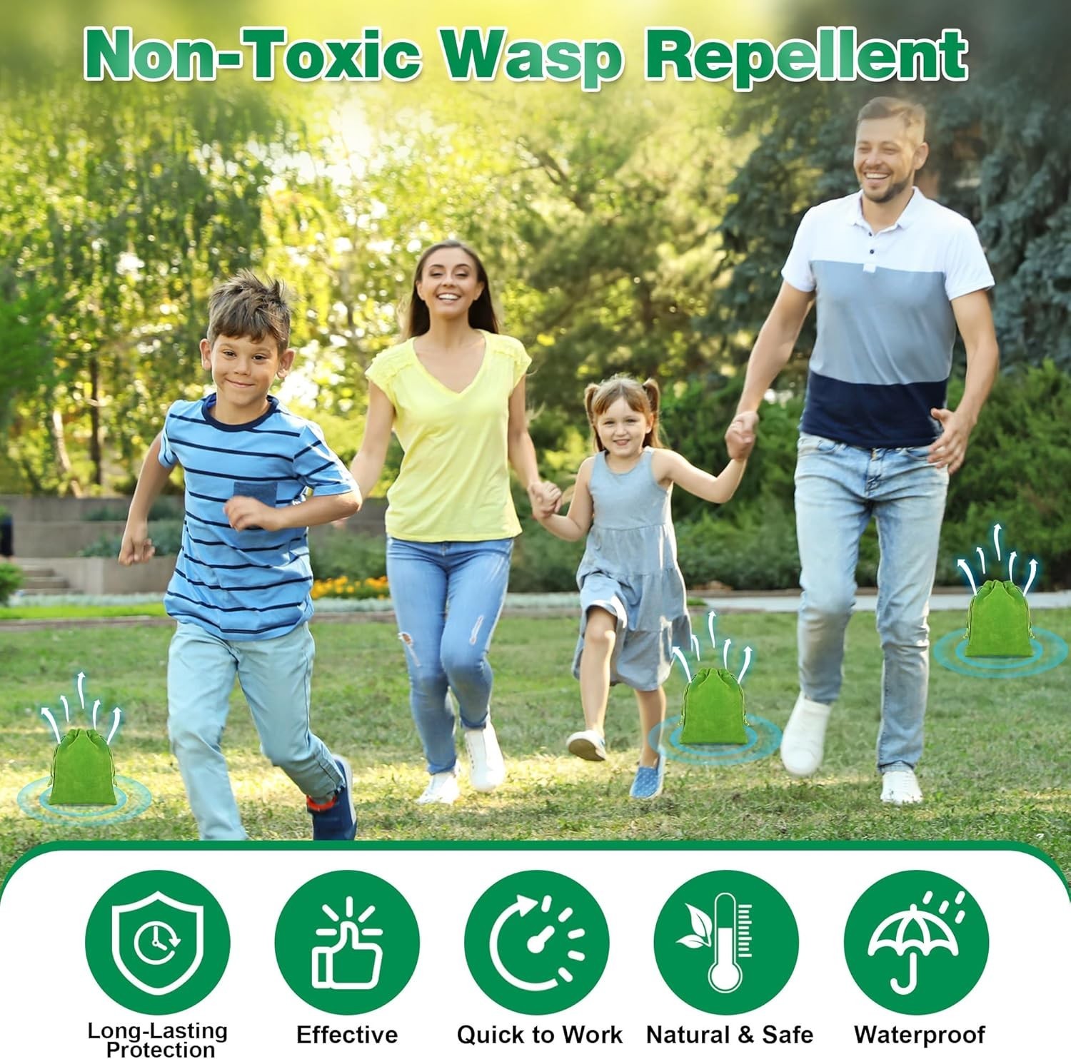 16 Pack Natural Wasp and Bee Repellent Pouch Outdoor, Peppermint Oil Carpenter B