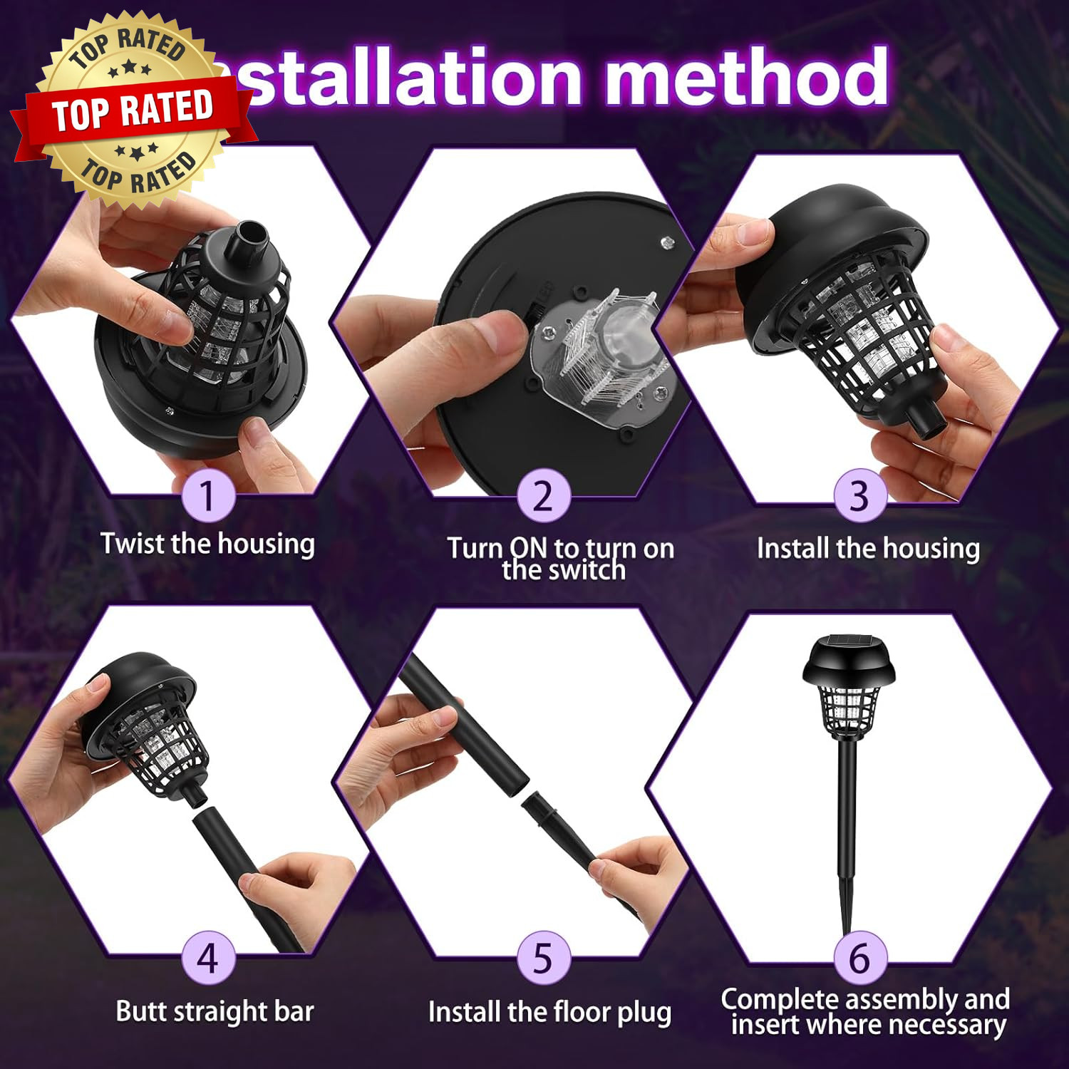 4 Pcs Solar Bug Zapper Waterproof Outdoor Mosquito Zapper Mosquito Killer and Li