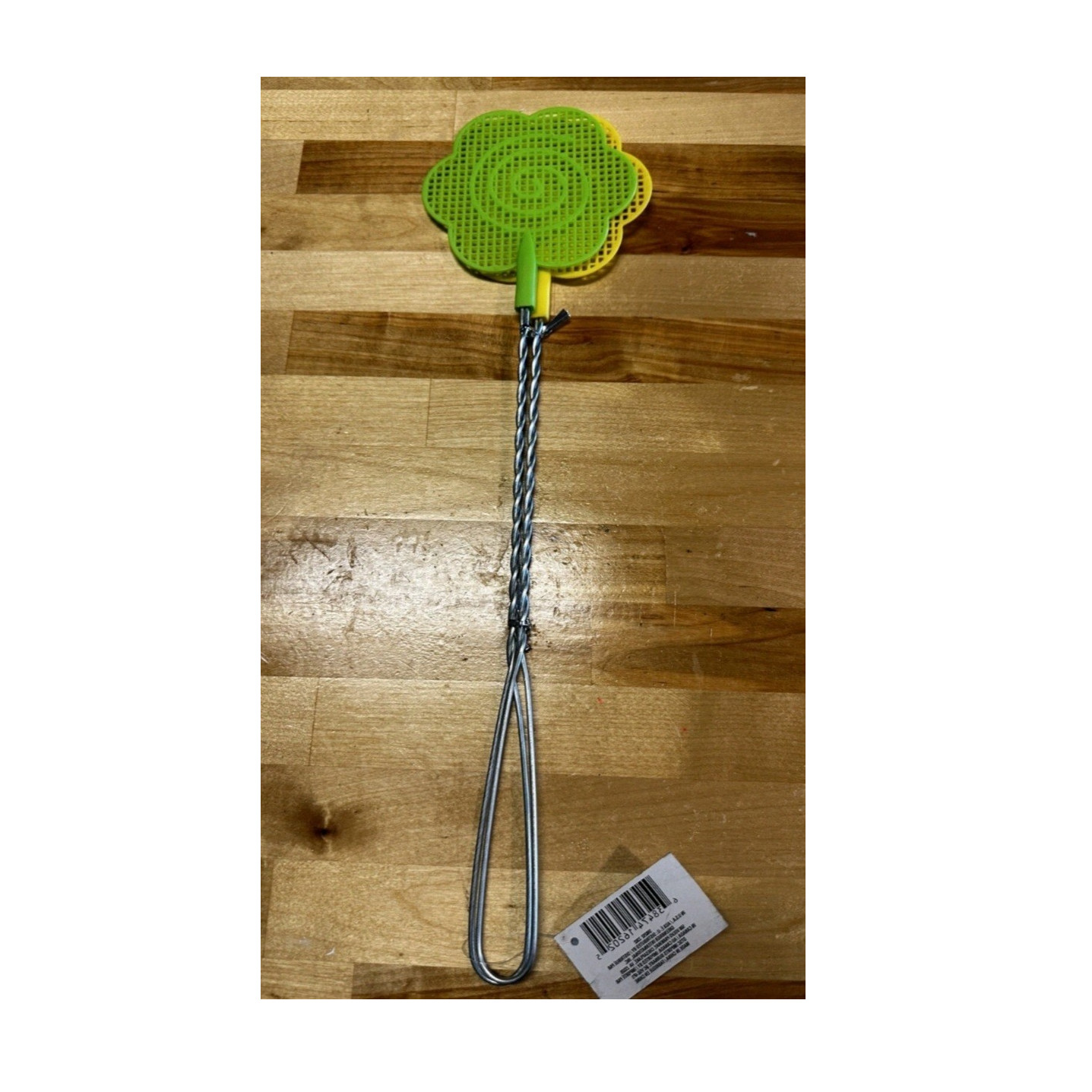 Flower Shape Flexible Manual Fly Swatter Set Green Yellow Blue Plastic Metal