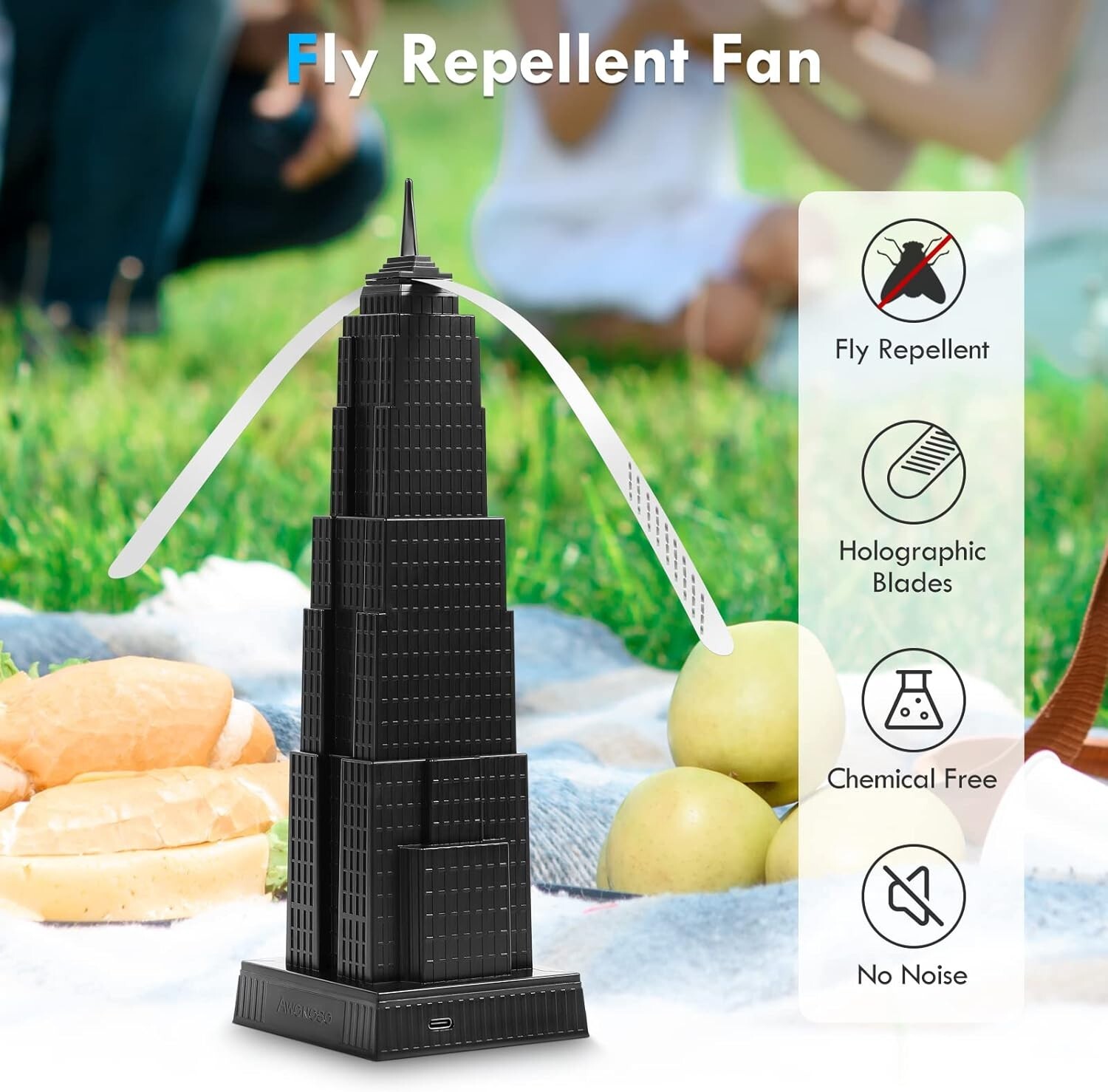 Fly Fans for Tables, Fly Bug Repellent Outdoor Fans with Holographic Blades