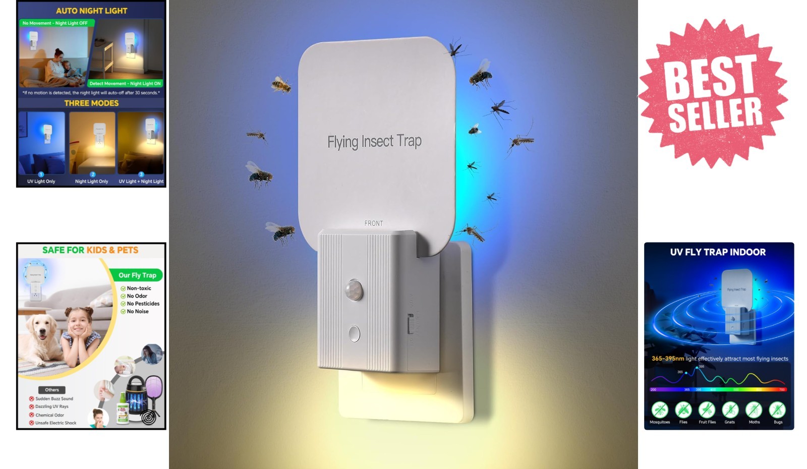 Safe and Modern Electric Indoor Fly Trap with Glue Boards – Bug Control Solution