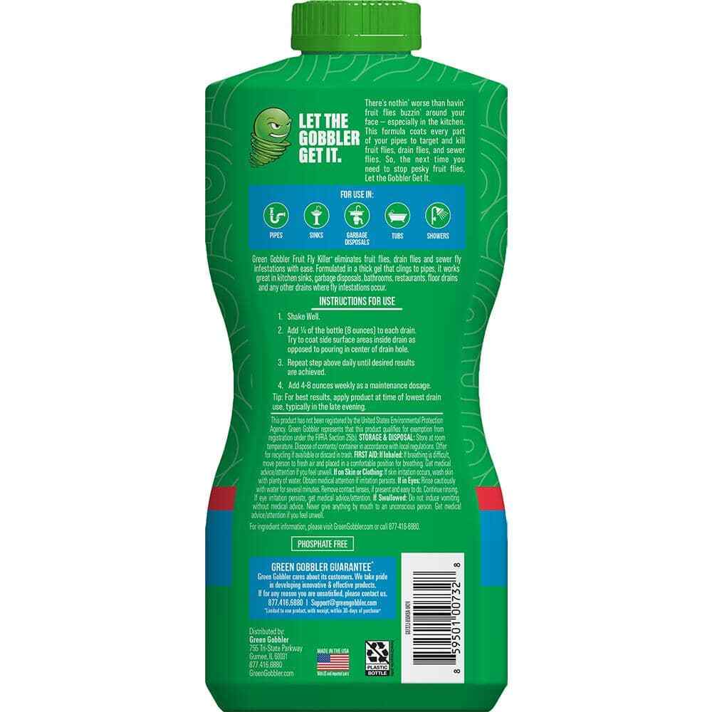 Green Gobbler Fruit Fly and Drain Fly Killer Goodbye Gel Drain Treatment 32 oz
