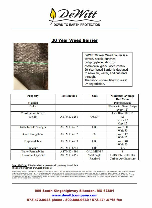 DeWitt Weed Barrier – Professional Max – Heavy Duty Woven Fabric 6 FT X 250 FT