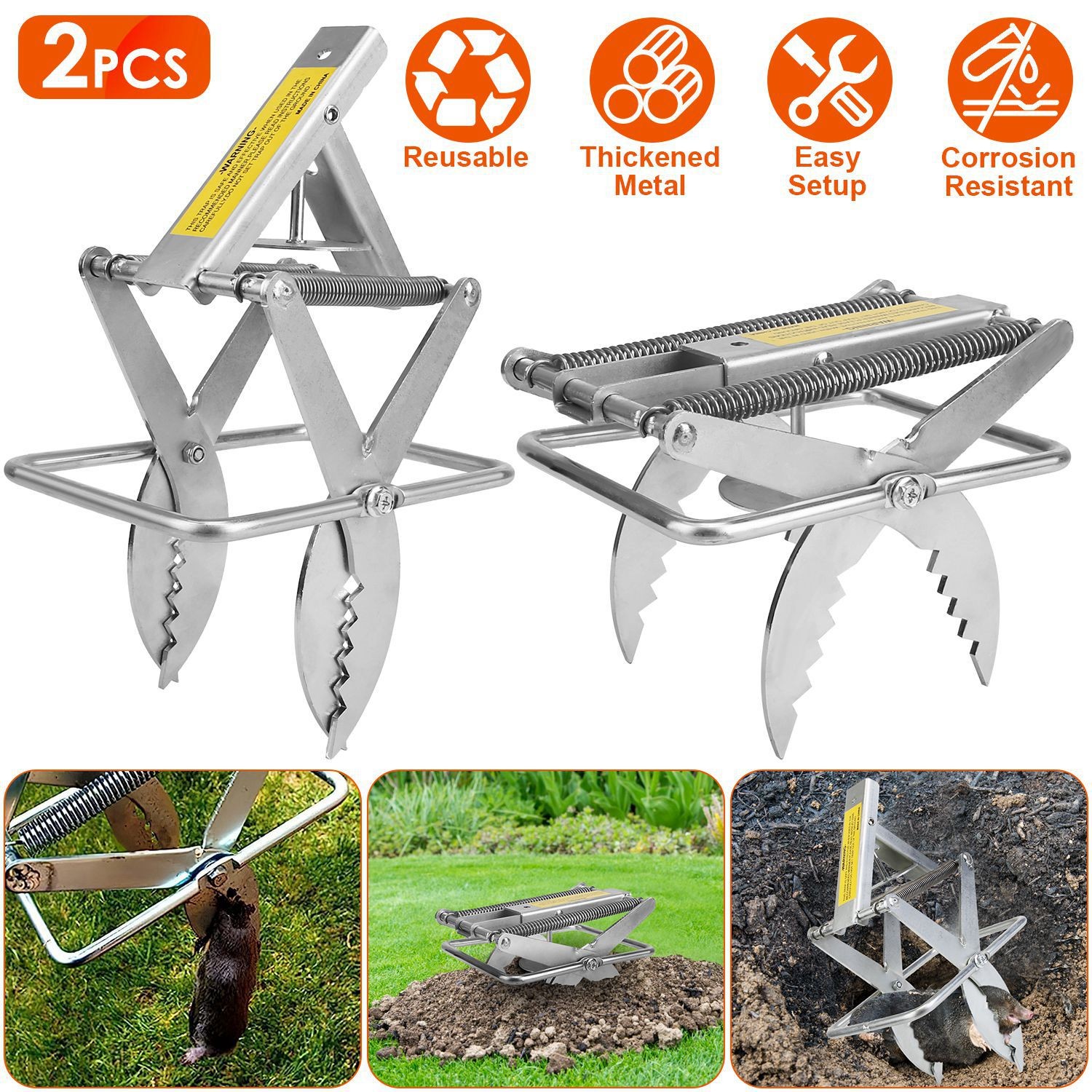 4Pack Mole Trap Scissor Trap Reusable Mole Trap Killer Catcher for Lawn Graden