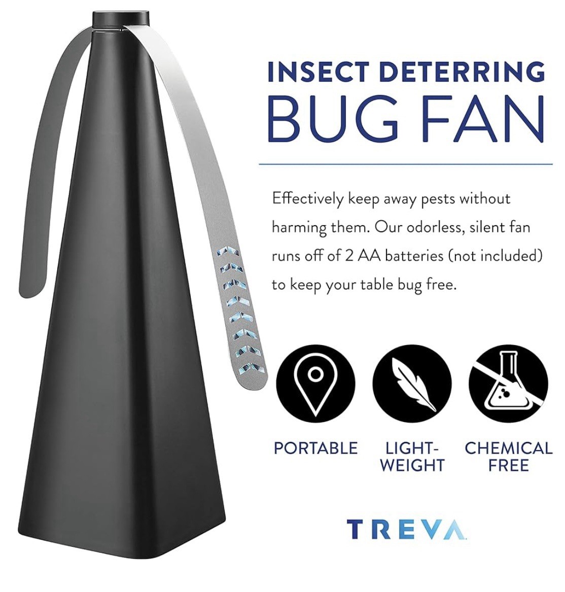 Treva Bugfan Bug Insect Fly Repellent Fan BNIB 2AA Battery Powered Soft Touch