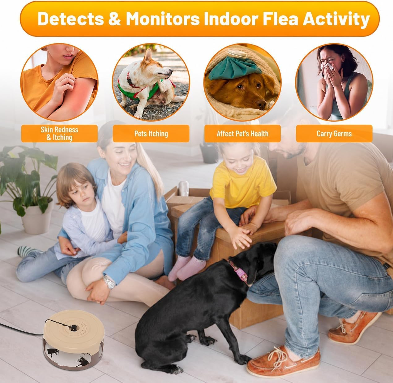 2 Pack Flea Traps for inside Your Home, Indoor Flea Light Trap with 8 Sticky Pad