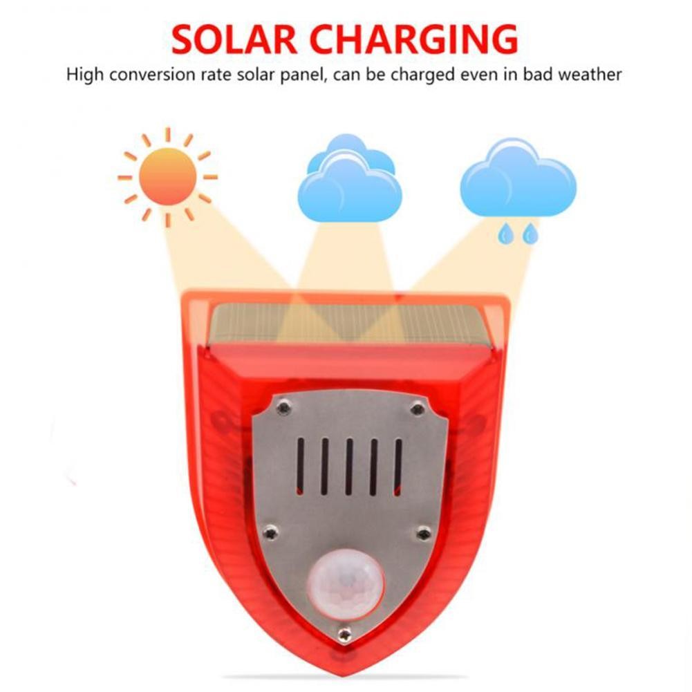 4PCS Solar Outdoor Motion Sensor Alarm-129db Dog Barking & Gunshot USB Charge
