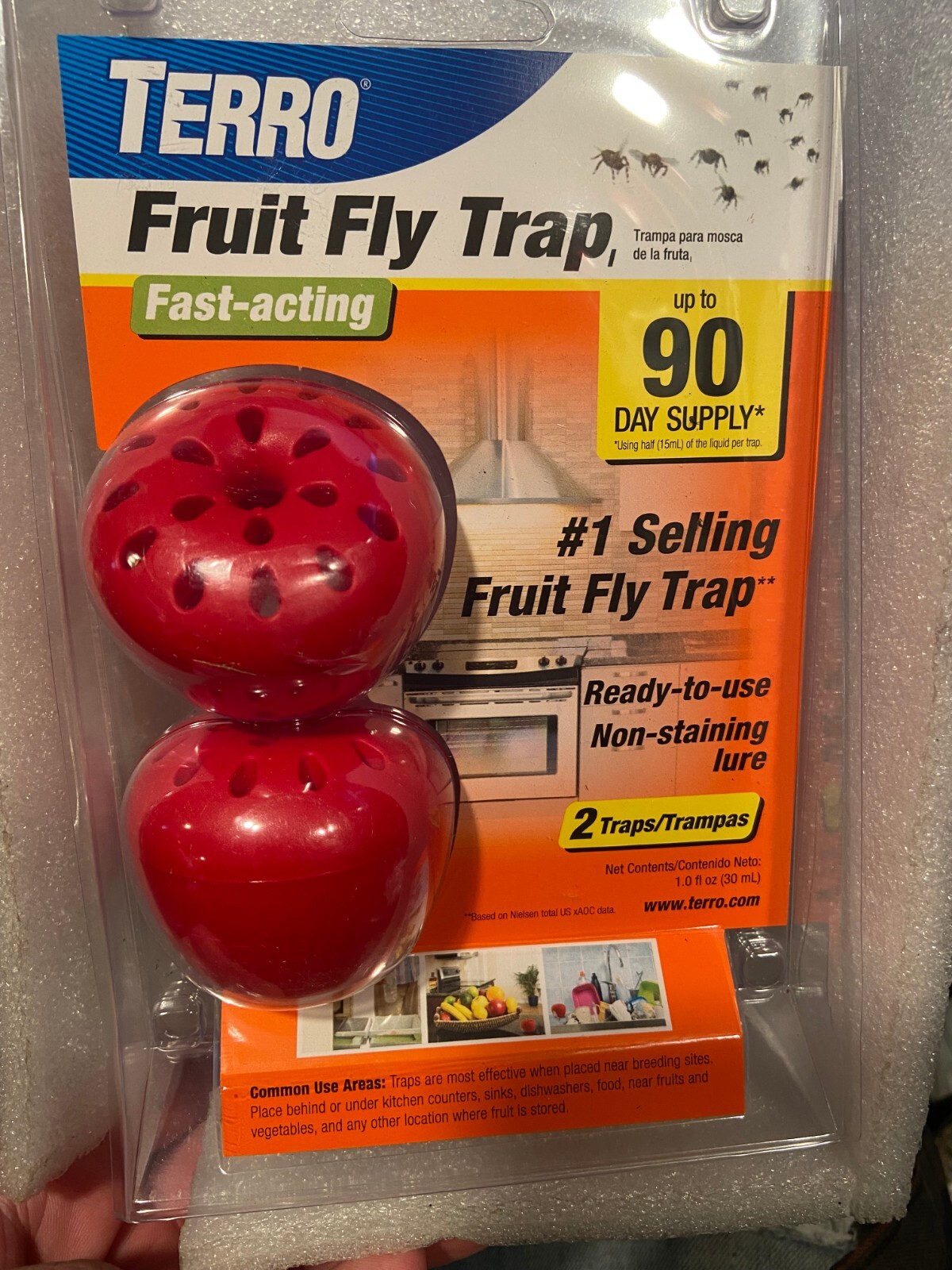 Terro Fruit Fly Trap 2 Traps w/90 Day Supply *NEW* d2