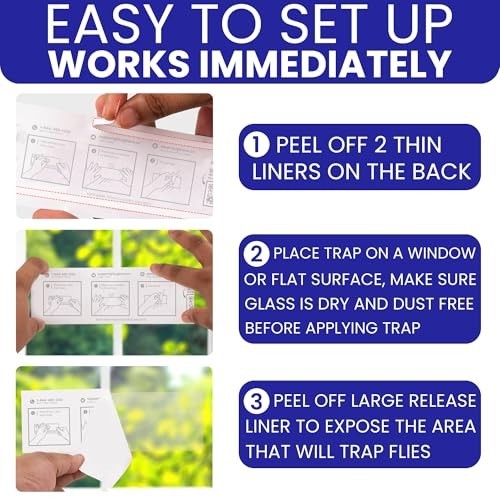 100 Window Fly Traps Sticky Non-Toxic Clear Fly Paper Indoor for Home. No Mess F