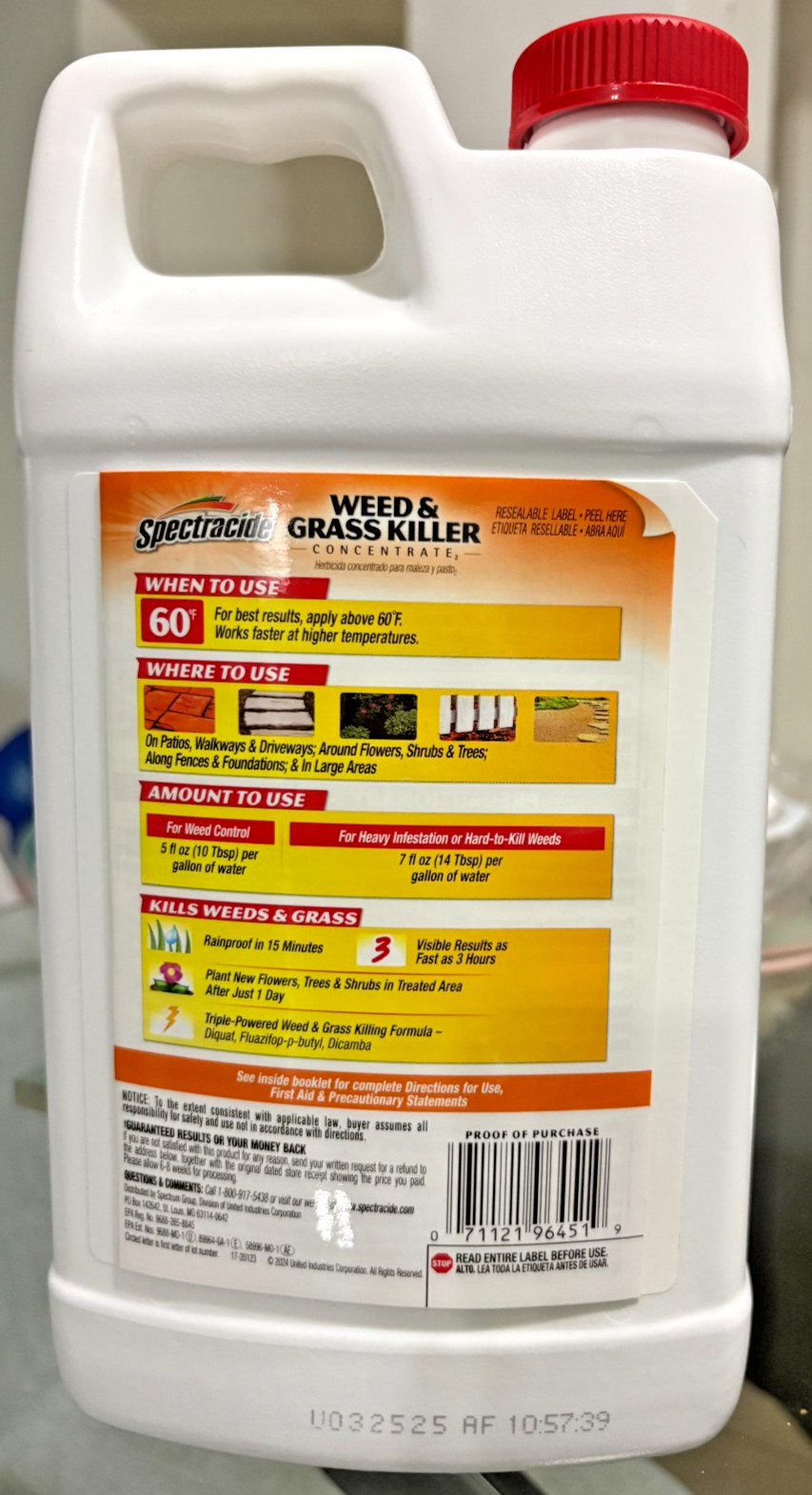 Spectracide Weed & Grass Killer Concentrate 64 Oz Herbicide Kills Root Fast