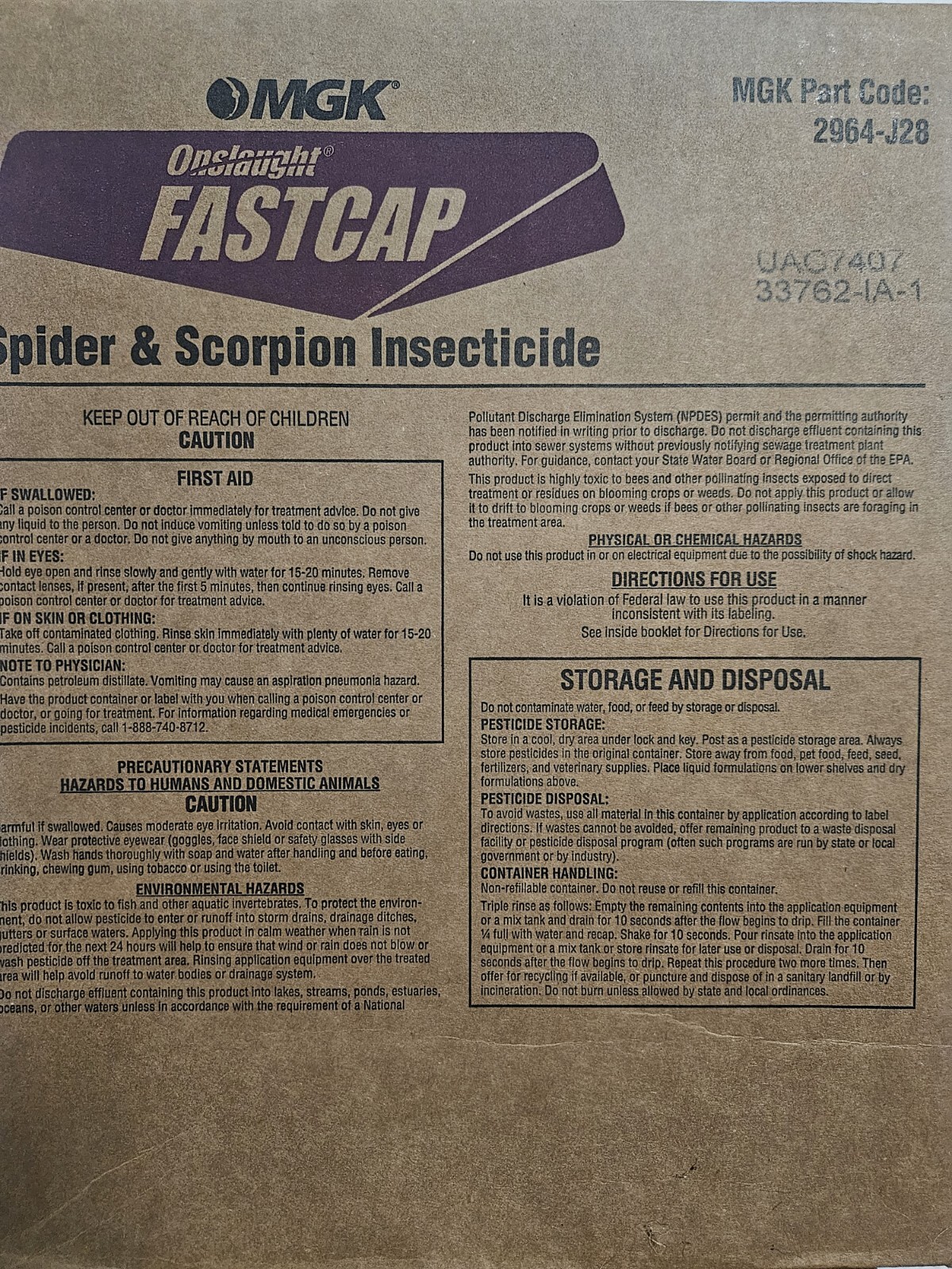 Onslaught FastCap Spider and Scorpion Insecticide 128 fl oz Bottle by MGK