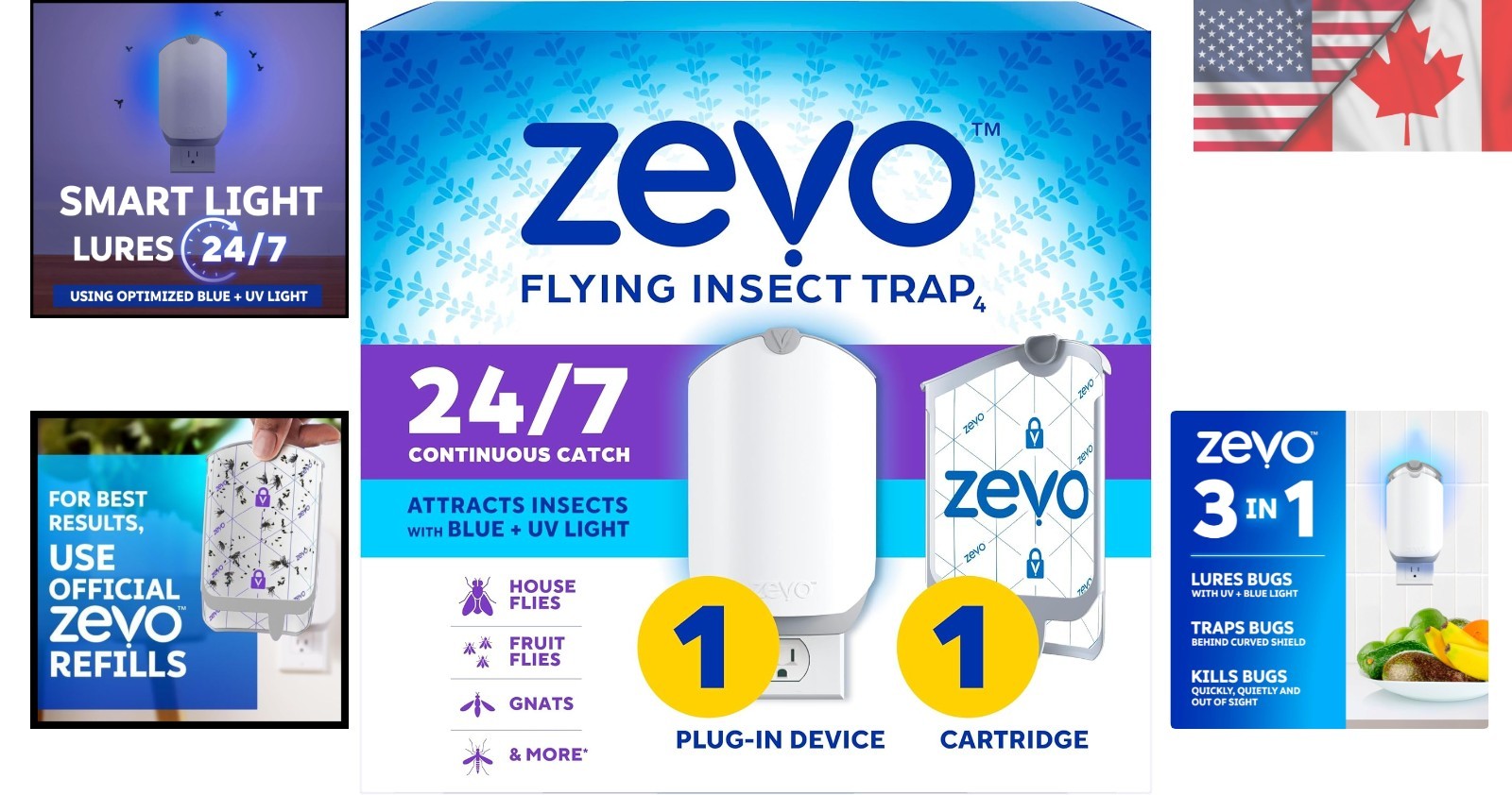 24/7 Flying Insect Trap & Cartridge – Plug-in UV Bug Catcher for Every Room