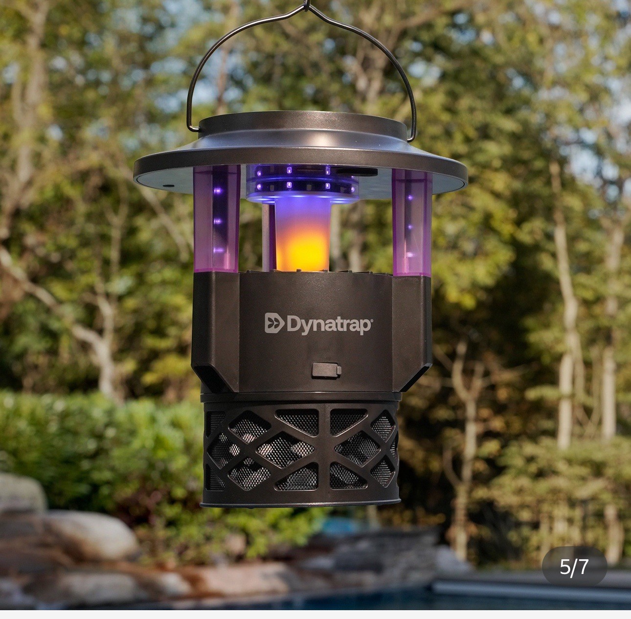 DynaTrap Outdoor Solar Powered Bug Trap Lantern, Black/Purple Color