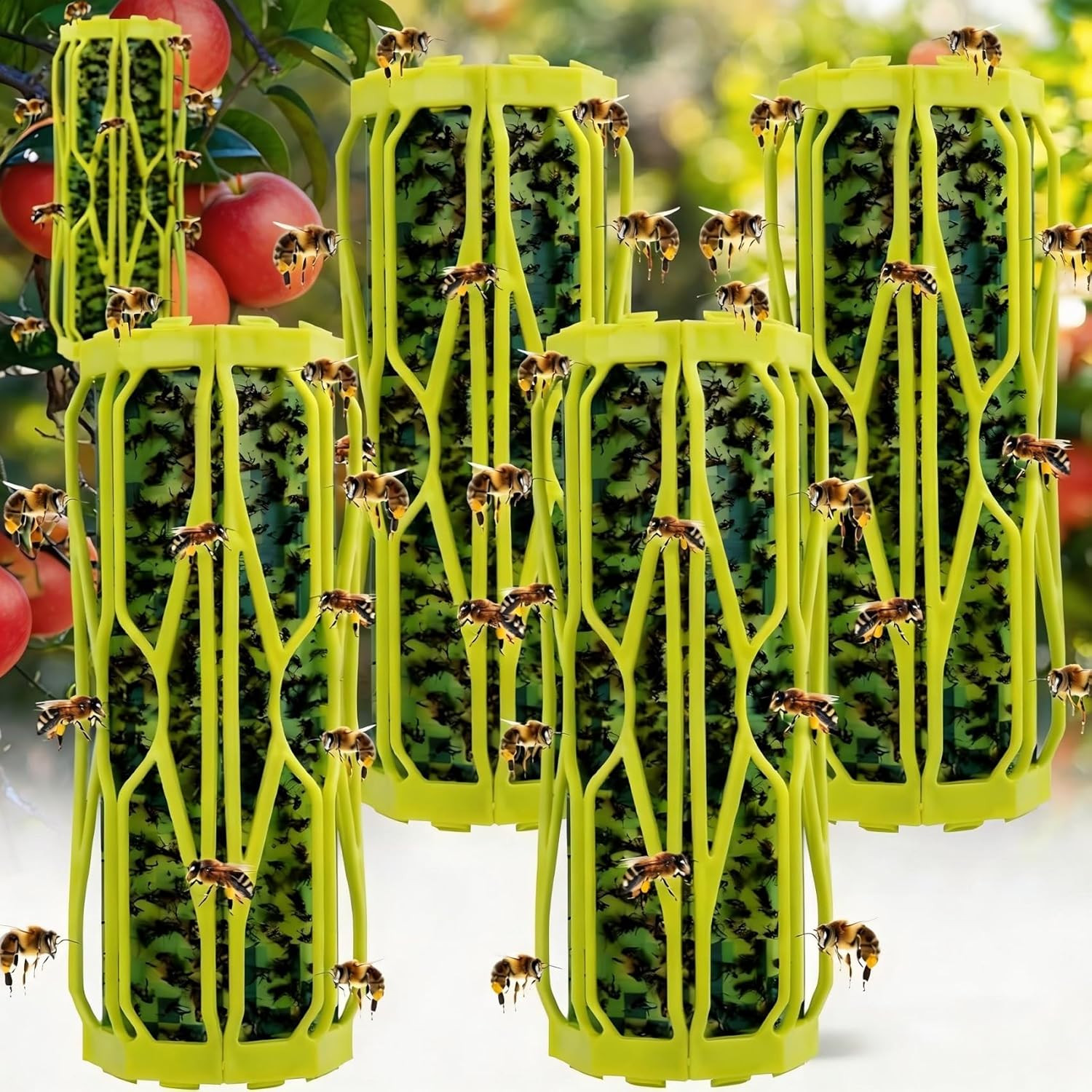 4 Pack Wasp Trap Outdoor Hanging Carpenter Bee Traps for Outside, Fly Wasp Catch