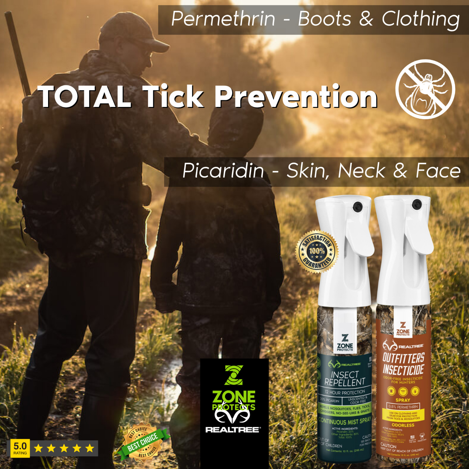 Zone Realtree Complete Insect Control; Picaridin Repellent + Permethrin Sprays