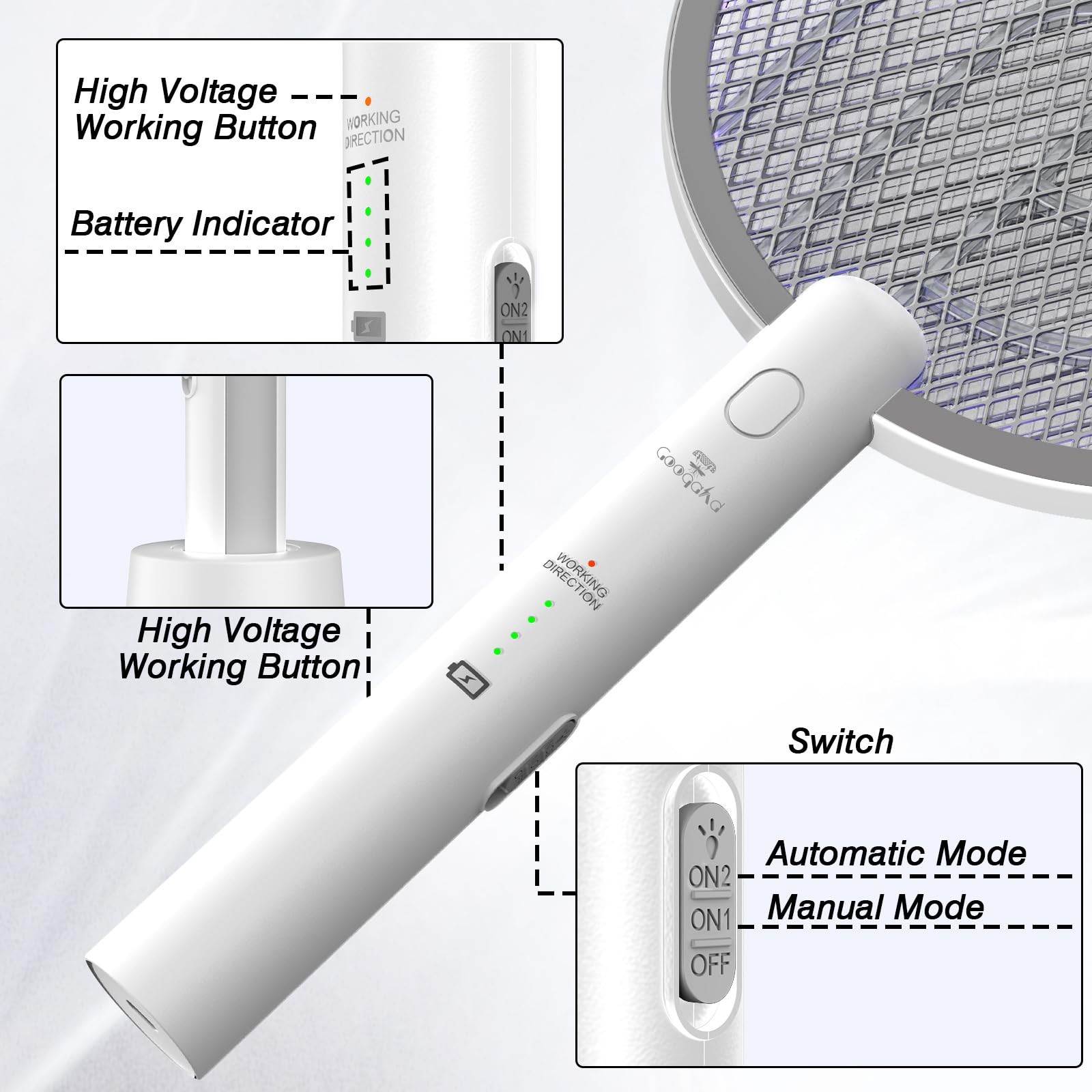 GooQand Bug Zapper Racket White-1Pcs