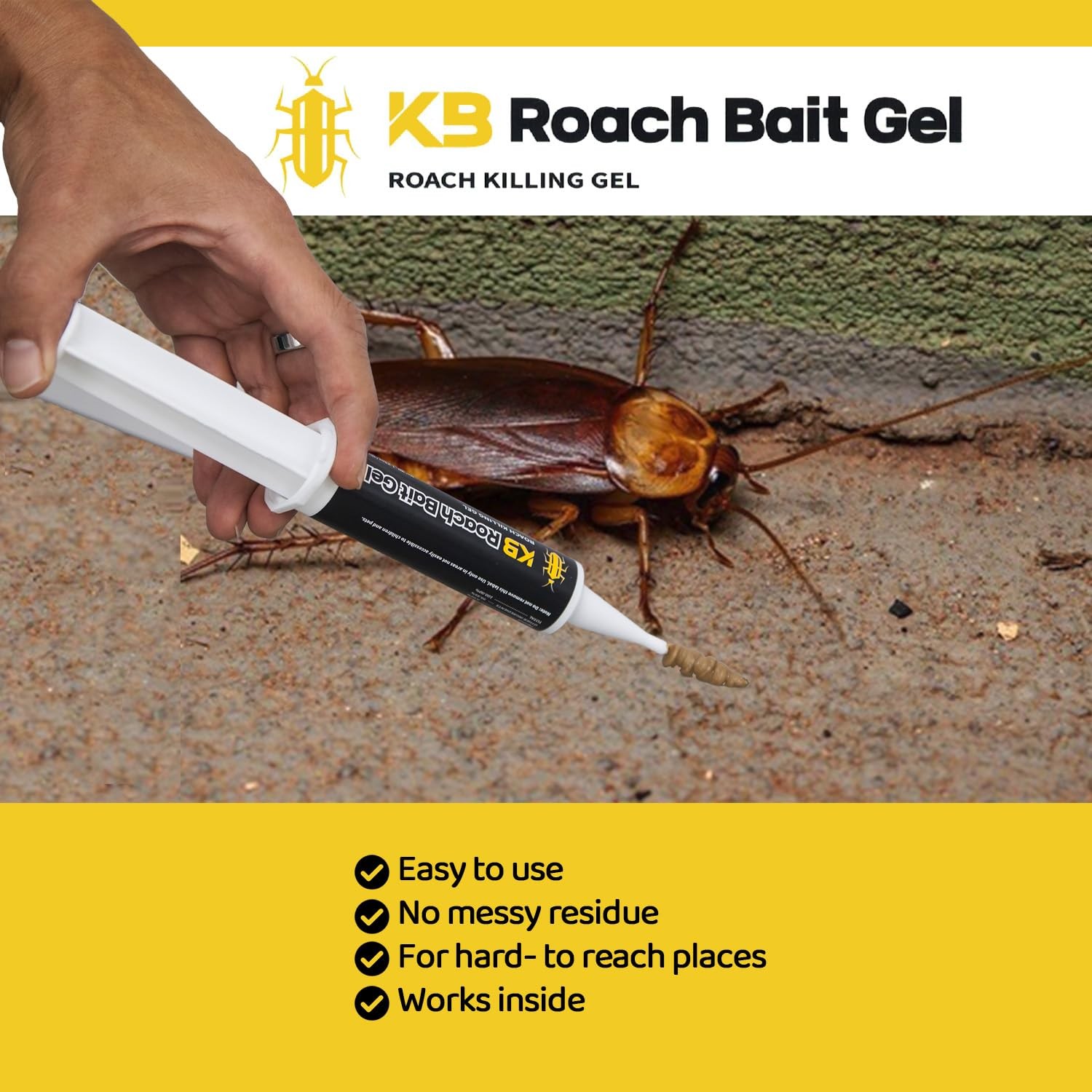 4PCS German Roach Killer Gel Bait Syringes Indoor Cockroach Treatment