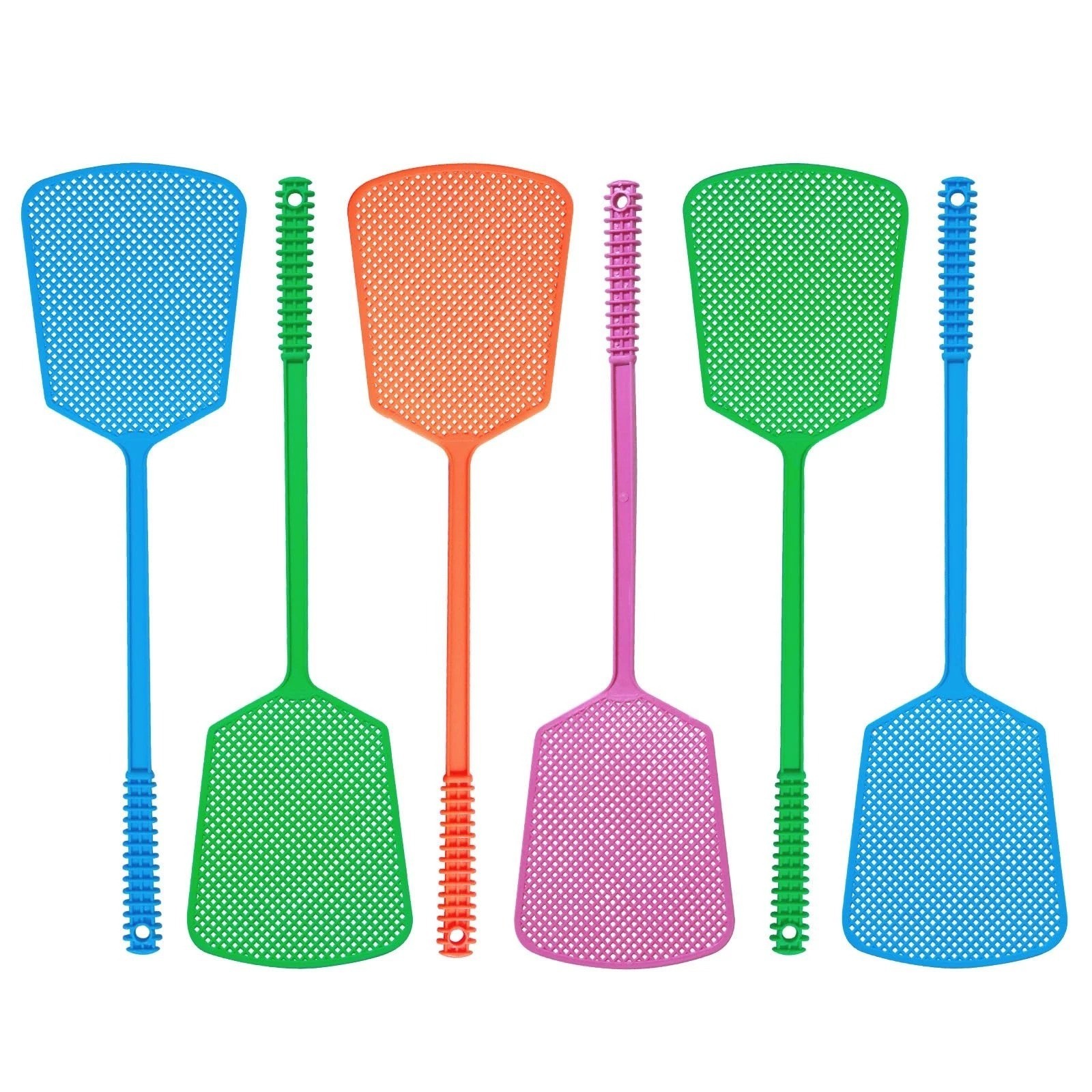 Fly Swatter Durable Plastic Heavy Duty Set, 6 Pack Colorful Can be Suspended