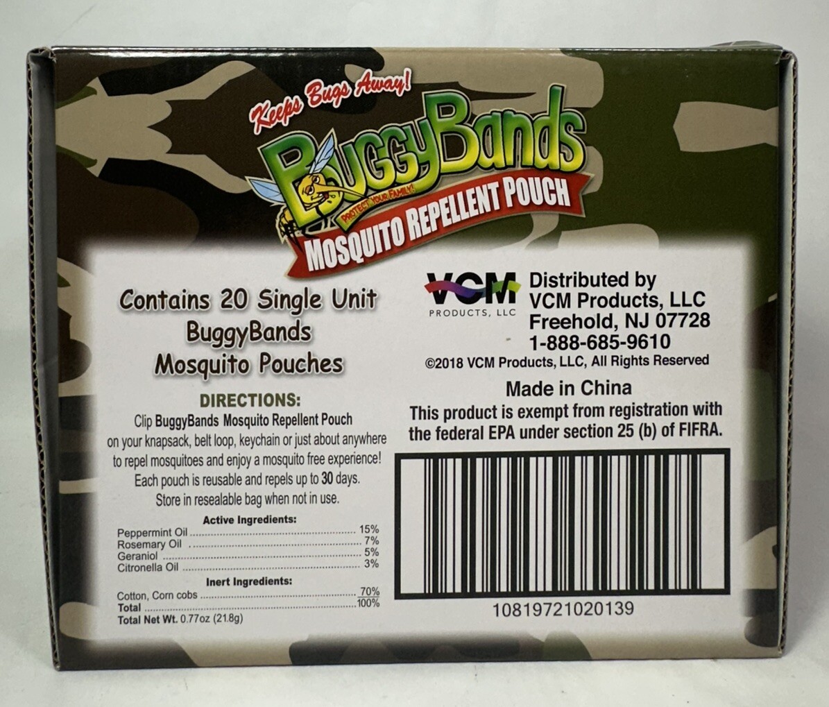 Mosquito Repellent Camo Pouch BuggyBands Hiking Camping Keychain Lot of 20
