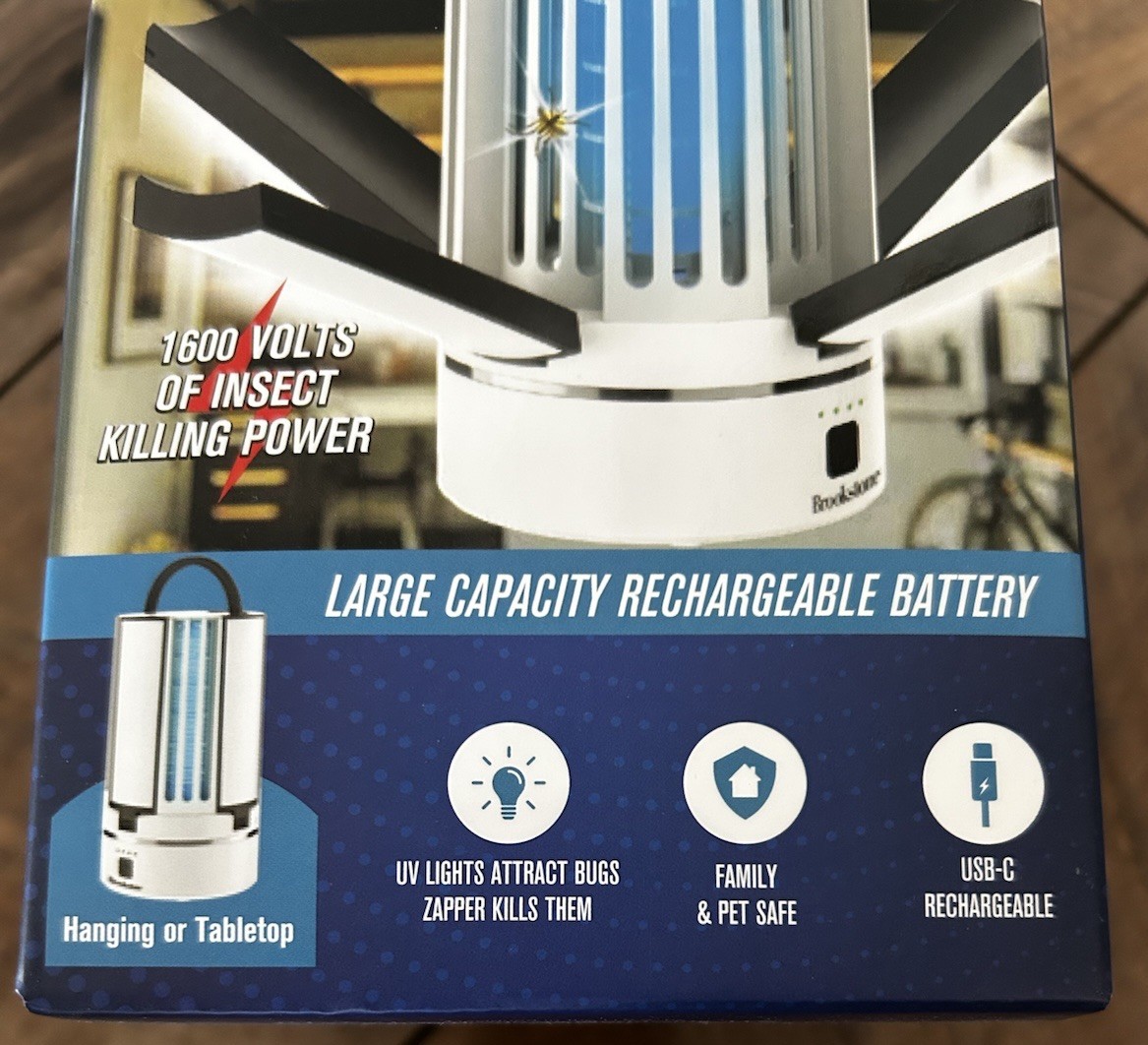 Brookstone Folding Utility Light + Bug Zapper 2-in-1 Lantern, USB-C Rechargeable