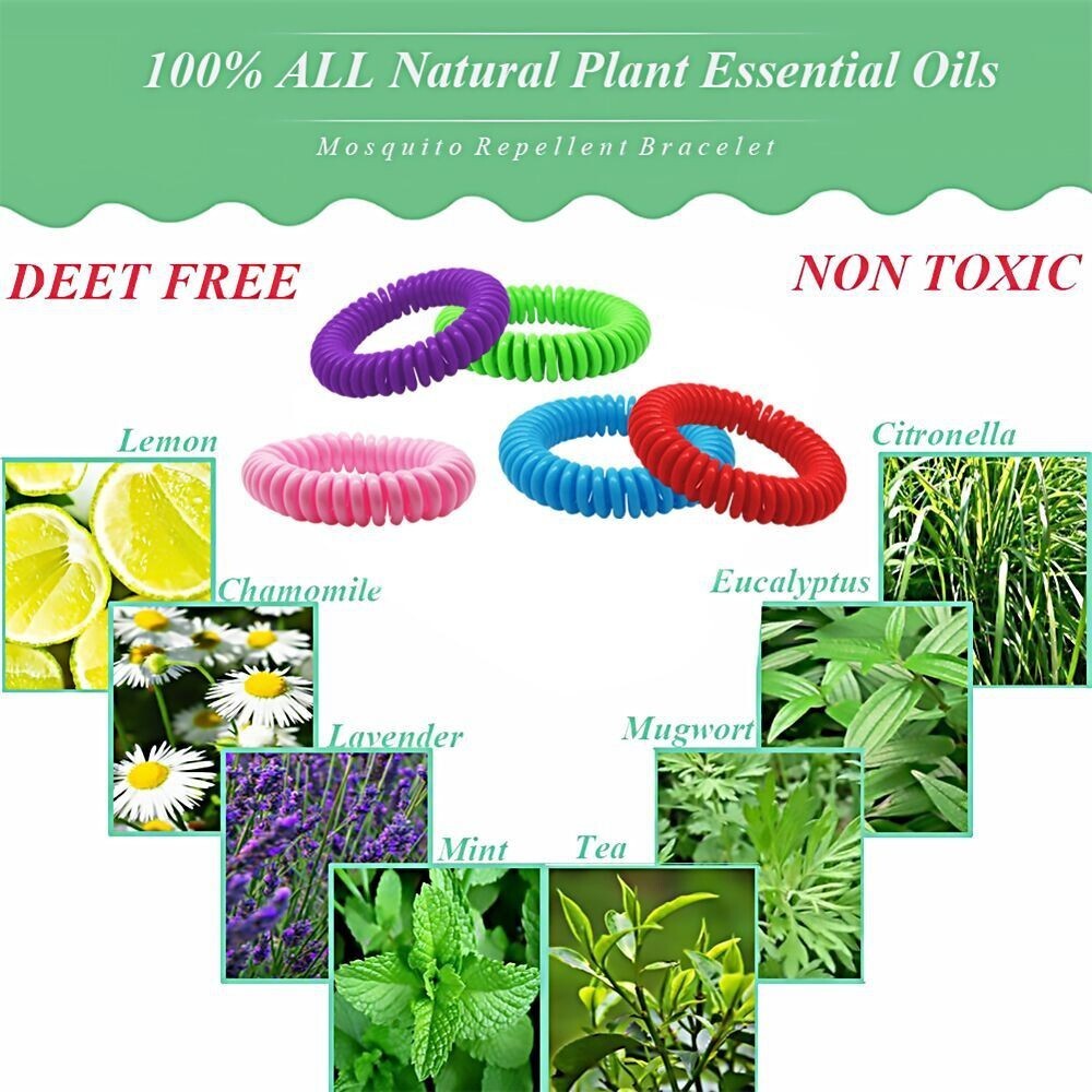 30Pack Anti Bug Insect Pest Repellent Bracelet Wrist Band Natural Protection
