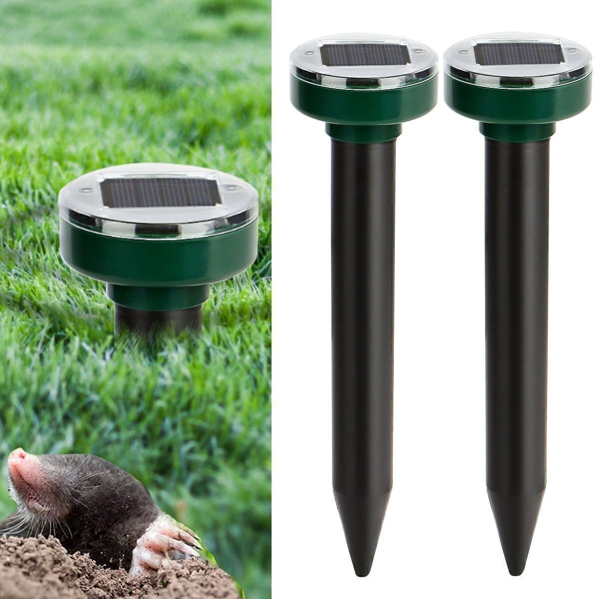 2/4Pcs Solar Power Ultrasonic Mice Gopher Mole Pest Snake Repellent Repeller USA