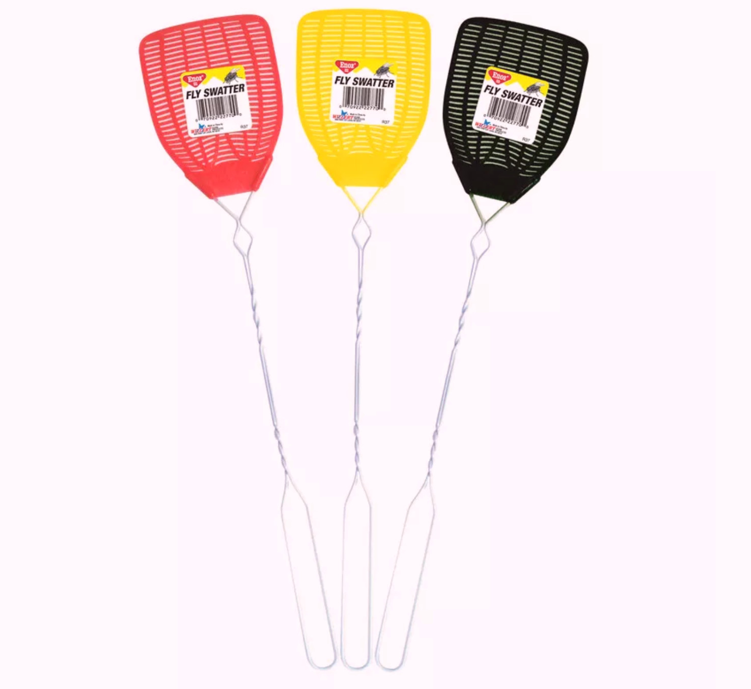 Willert R37.24 Enoz Assorted Colors Plastic Mesh Head Fly Swatter (Pack of 24)