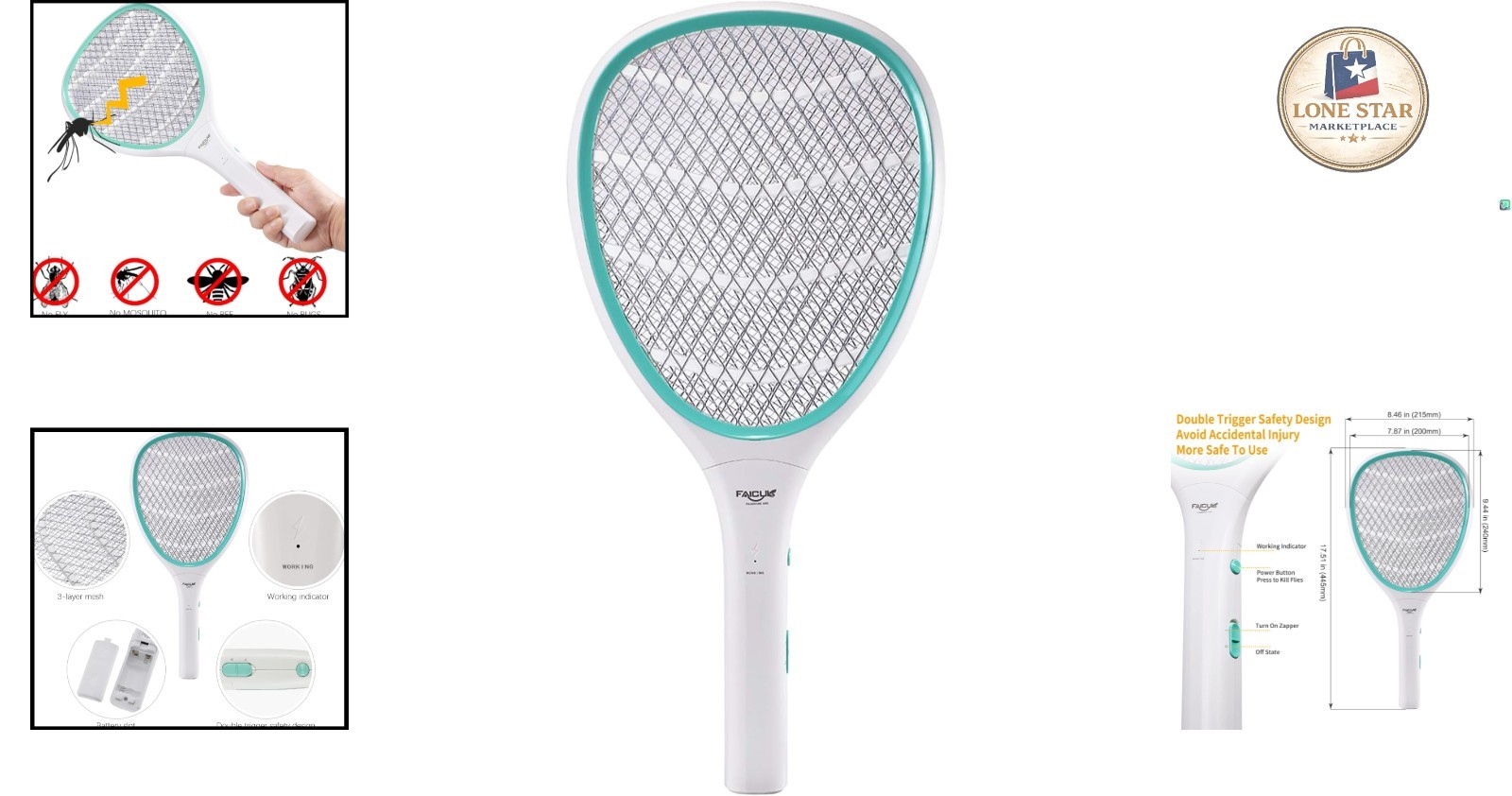 Lightweight Battery-Powered Bug Zapper Racket – Safe Modern Insect Control