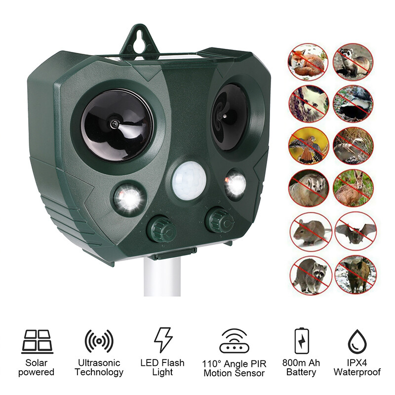 1-3PCS Solar Ultrasonic Animal Repellent Dog Cat Skunk Deer Raccoon Repeller