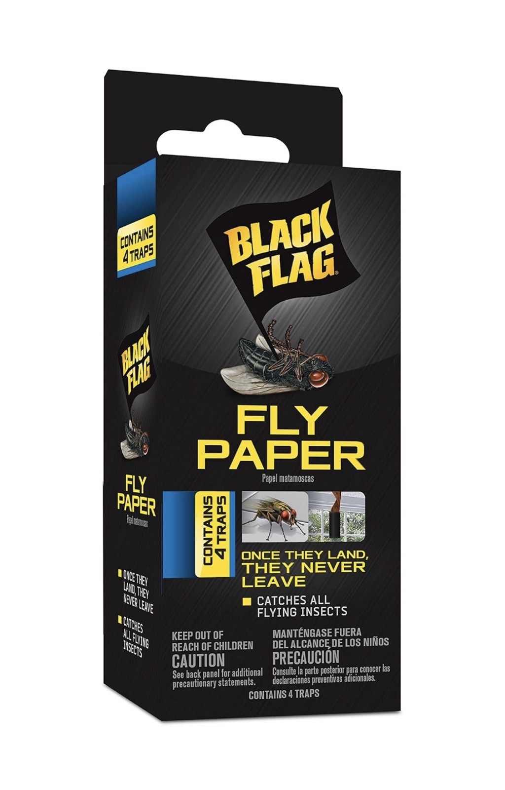 Black Flag Fly Paper 4 Traps, Catches All Flying Insects, 23 Pack