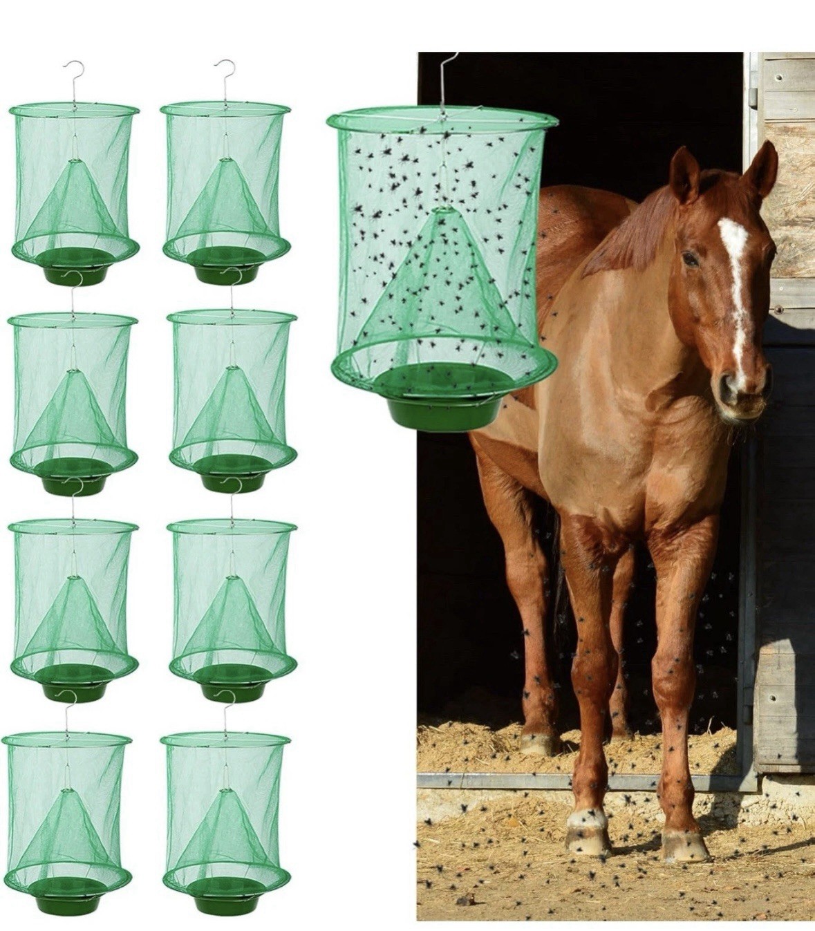 8 Pack Ranch Fly Traps Outdoor Hanging Fly Trap Reusable Stable Fly Catcher Bag