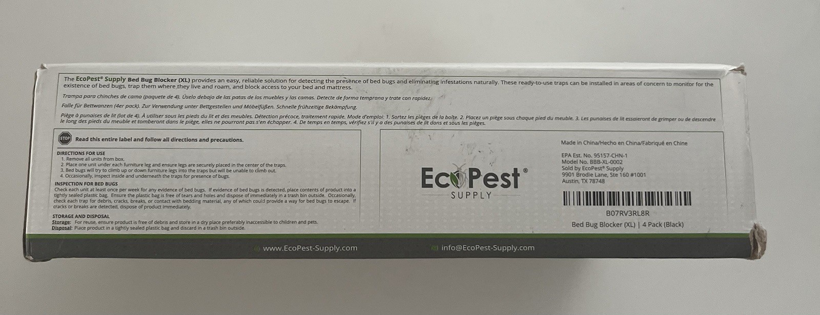 EcoPest Bed Bug Blocker XL Dual Reservoir Interceptor Traps 4-Pack Black