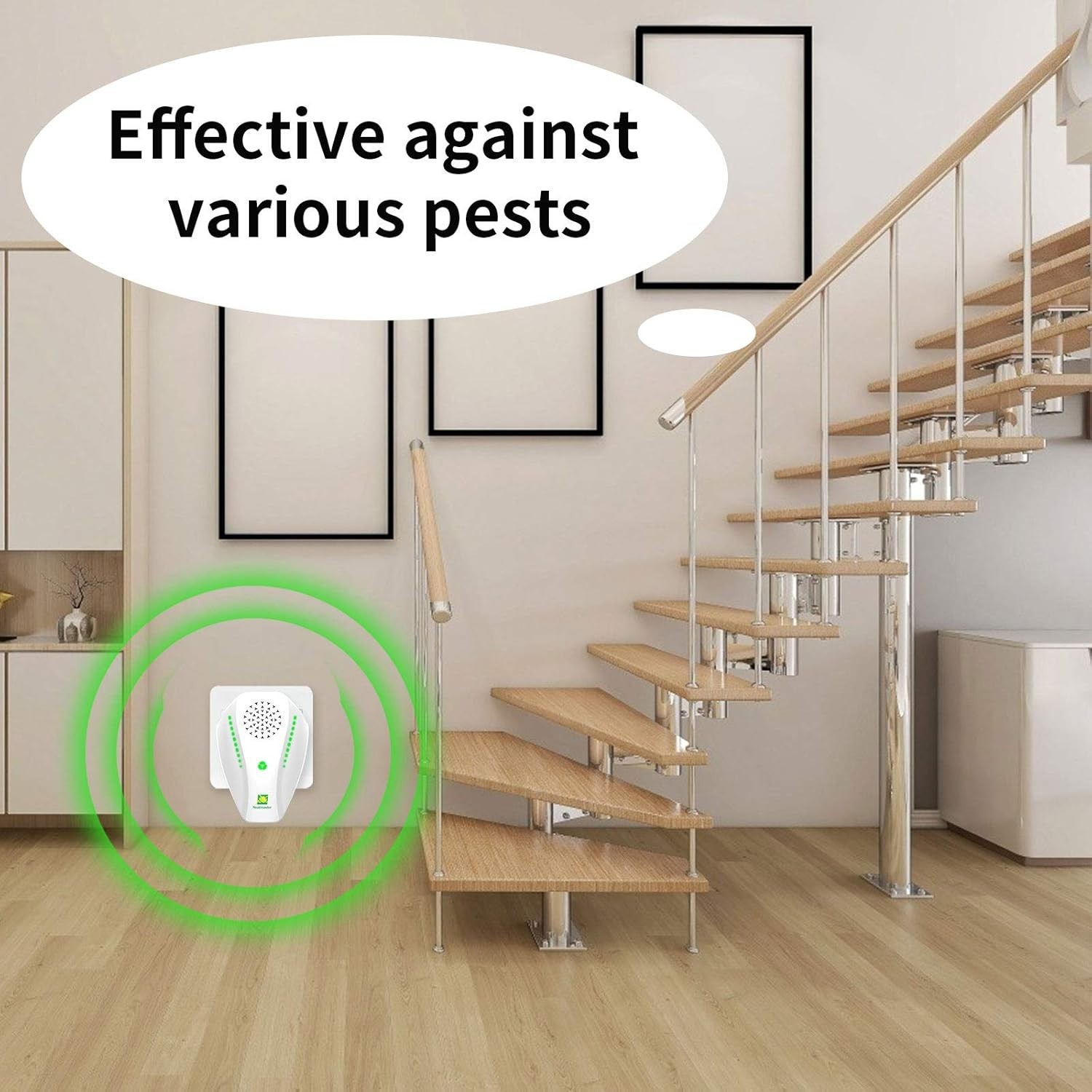 Modern Ultrasonic Bug Repellent Device Safe for Indoor Use White Plastic Design