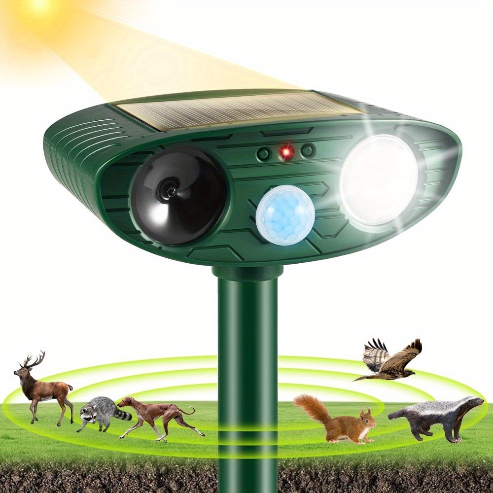 Solar Animal Repeller with Motion Sensor and Flashing Light Outdoor Ultrasonic