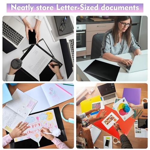 Pack 2 Pocket Folders,Heavy Duty Plastic Folders for Letter Size 25 Black