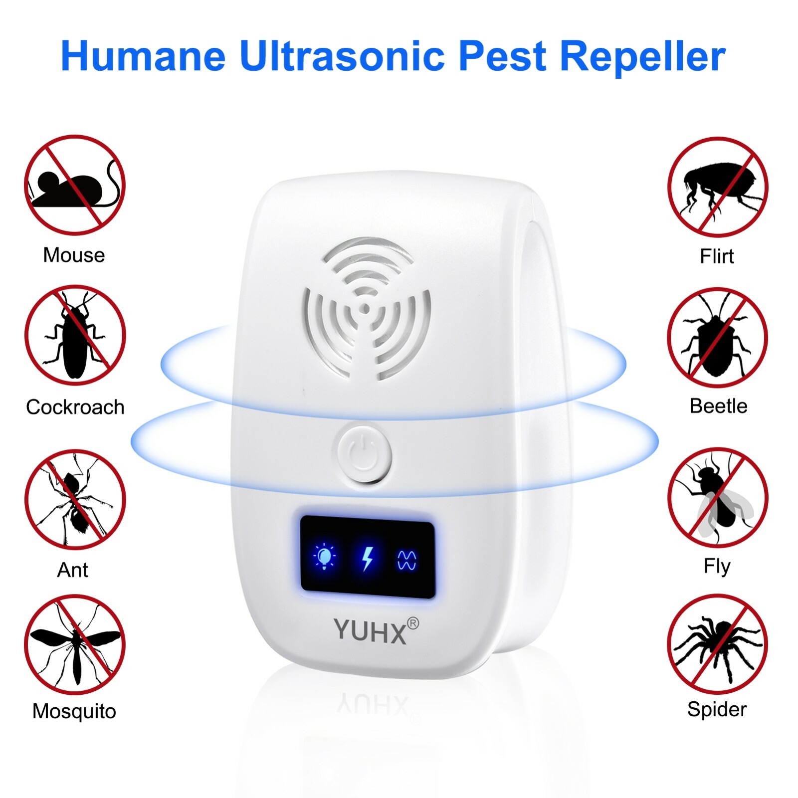 Ultrasonic Pest Repeller 6 Packs Electronic Indoor Plug in for Insects, Pest Con