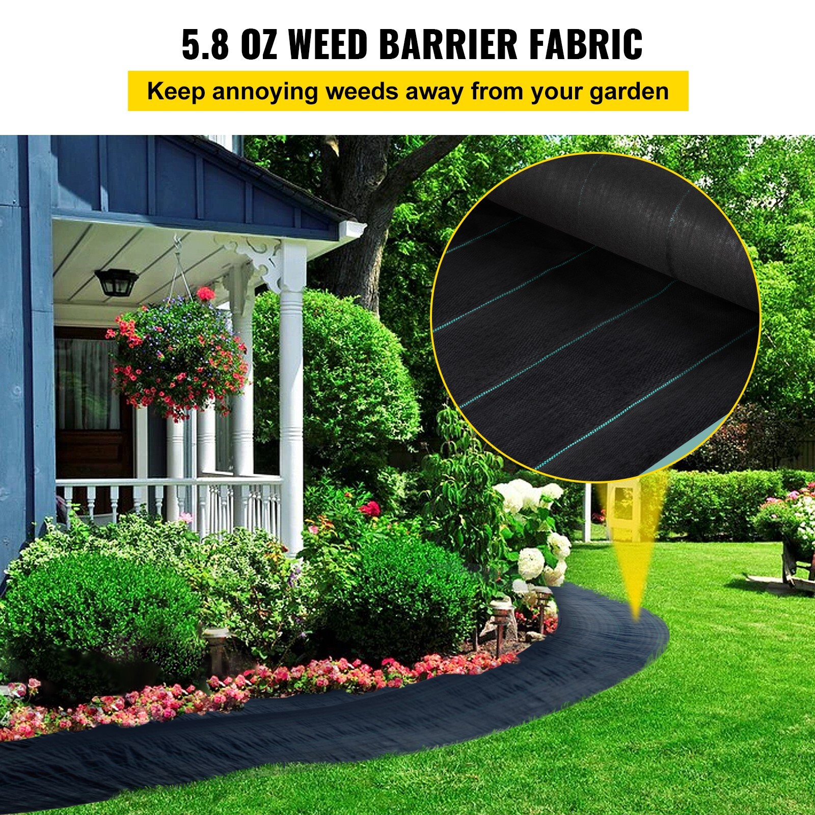 4′ x 300′ Woven Weed Barrier Landscape Fabric Ground Cover 5.8oz Weed Control